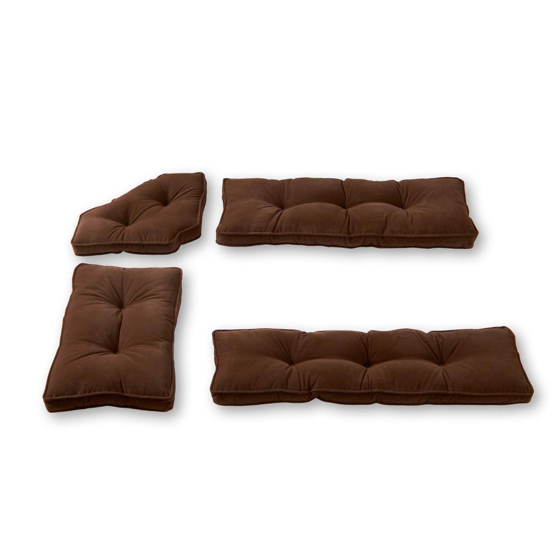 Greendale Home Fashions Hyatt Microfiber Kitchen Nook Cushion Set - 4 Piece Assortment in Mocha Brown | Comfortable & Durable Seat Cushions for Breakfast Nook, Dining Bench, or Window Seat