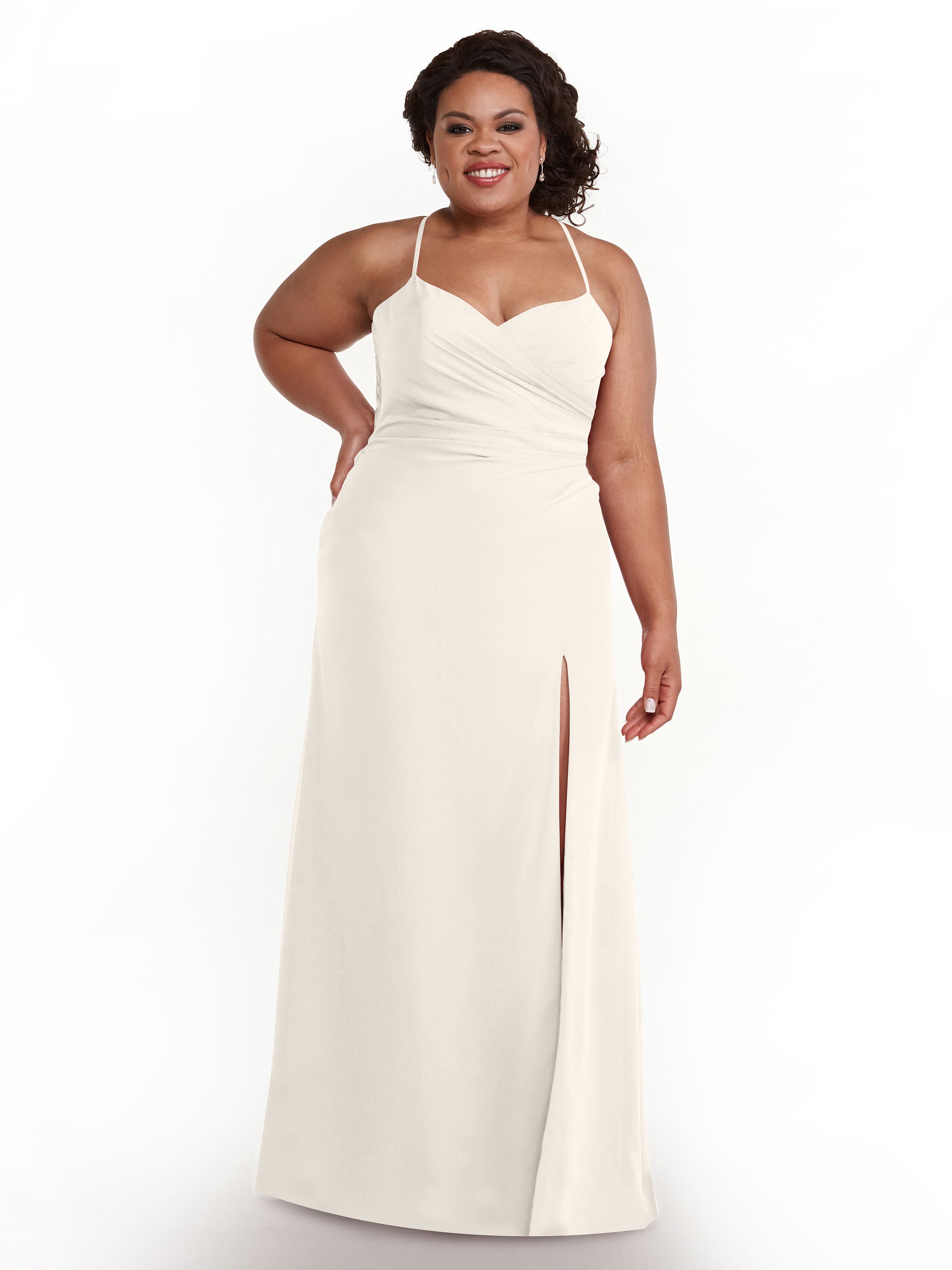 Elegant A-Line Chiffon Bridesmaid Dress with High Slit - 80167 | Flowy Wedding Party Gown for Formal Events & Special Occasions