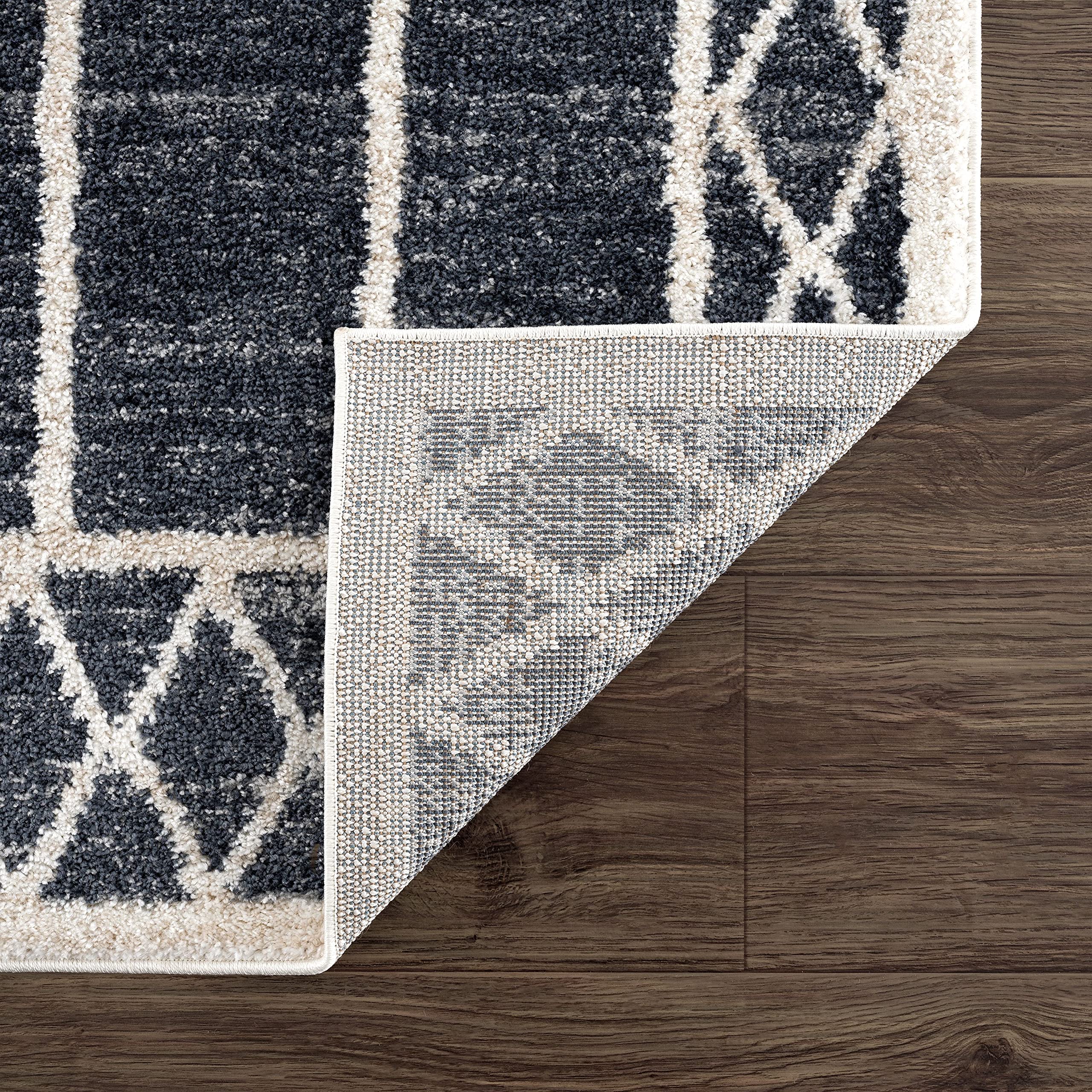Abani Tribal Design Grey & Charcoal Traditional Non-Shedding 8x10 Dining Room Rug - Perfect for Under Table Decor, Living Room & High Traffic Areas