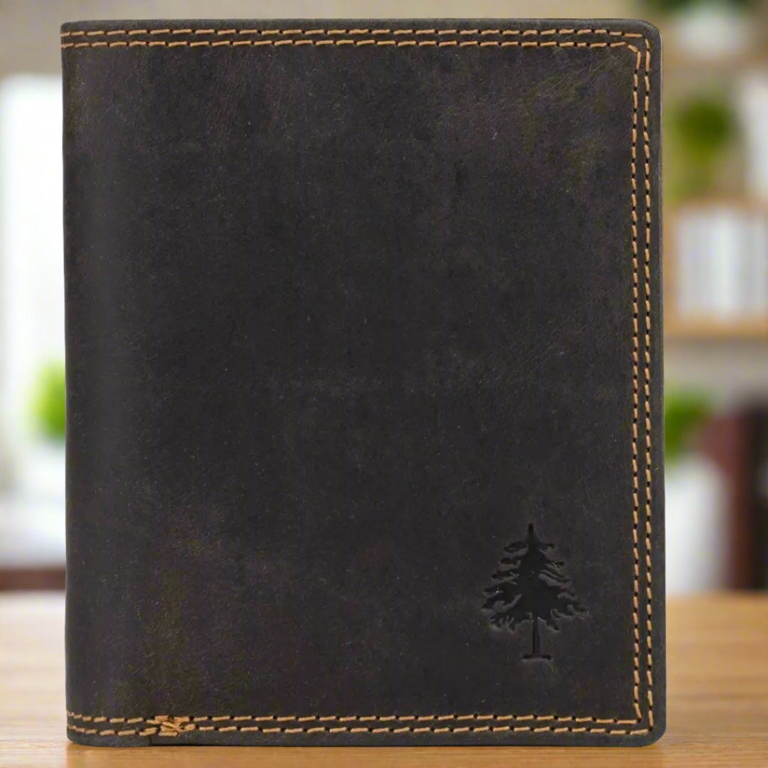 Premium Greenwood Leather Tyler Wallet for Men - Slim RFID Blocking Bifold Wallet - Perfect for Everyday Use, Travel & Business