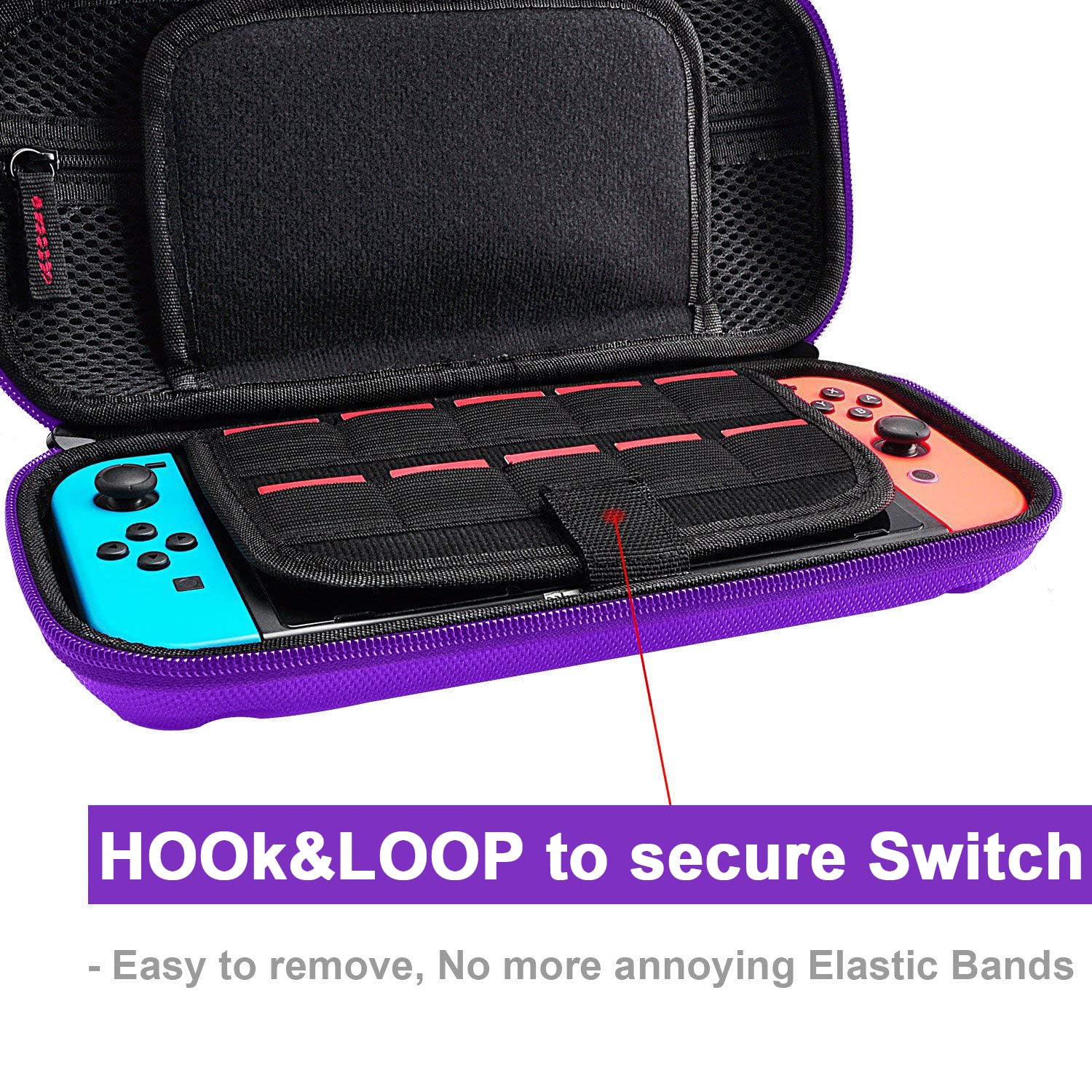 Durable Nintendo Switch Carrying Case for Switch & Switch OLED - Hard Shell Travel Case with 20 Game Cartridge Slots & Accessories Storage | Perfect for Gaming On-The-Go, Travel Protection, and Console Organization