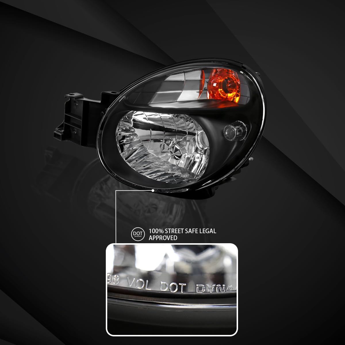 AUTOZENSATION Black Clear Headlights Pair Compatible with 2002-2003 Subaru Impreza - Left & Right Replacement Headlamps for Improved Night Driving & Style Upgrade