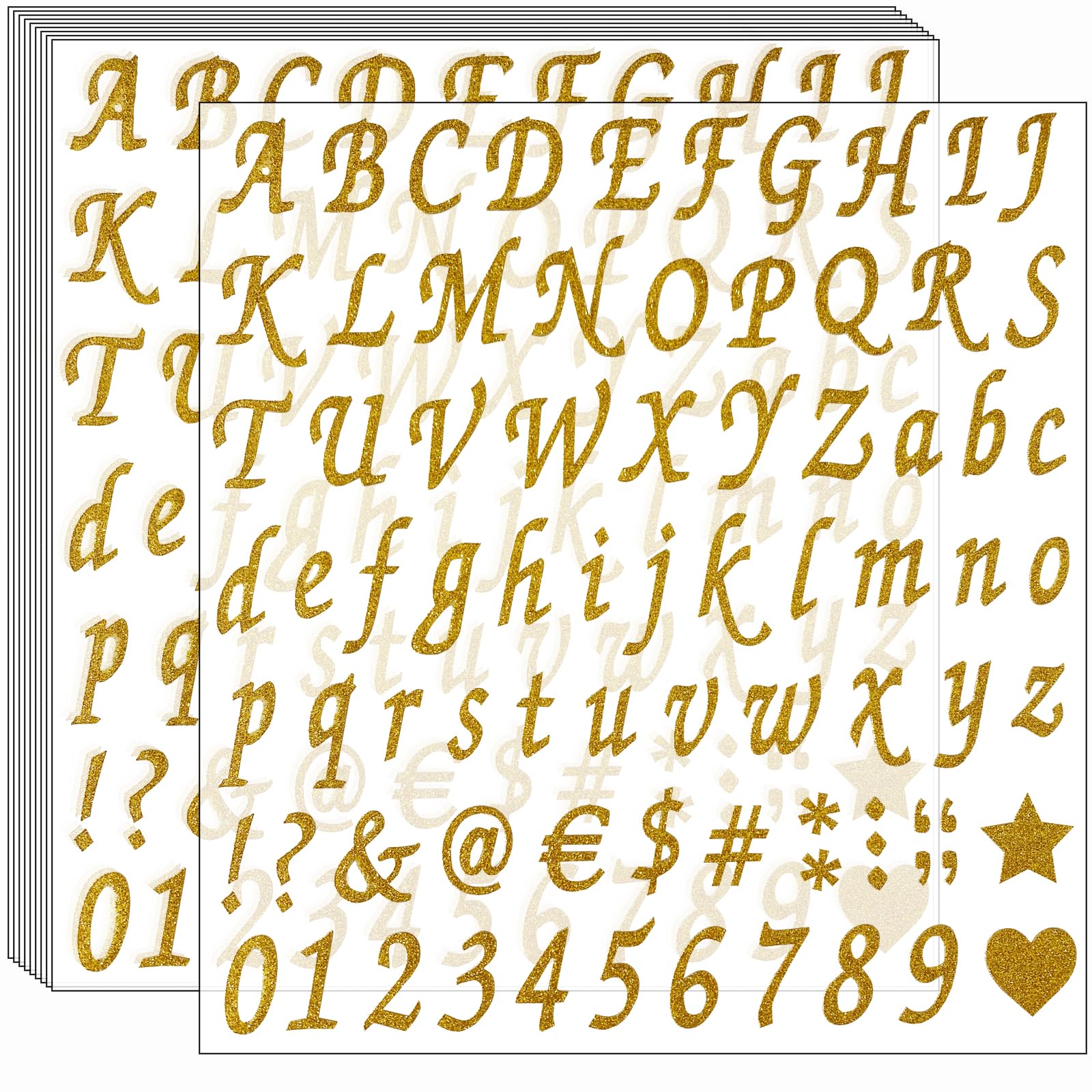 800 Pcs Self-Adhesive Glitter Alphabet Letter Stickers & Number Decals - 10 Sheets for DIY Crafts, Graduation Cap Decoration, Scrapbooking, Sign Making & Party Decor - Gold & Silver Shiny Letters for Kids & Adults