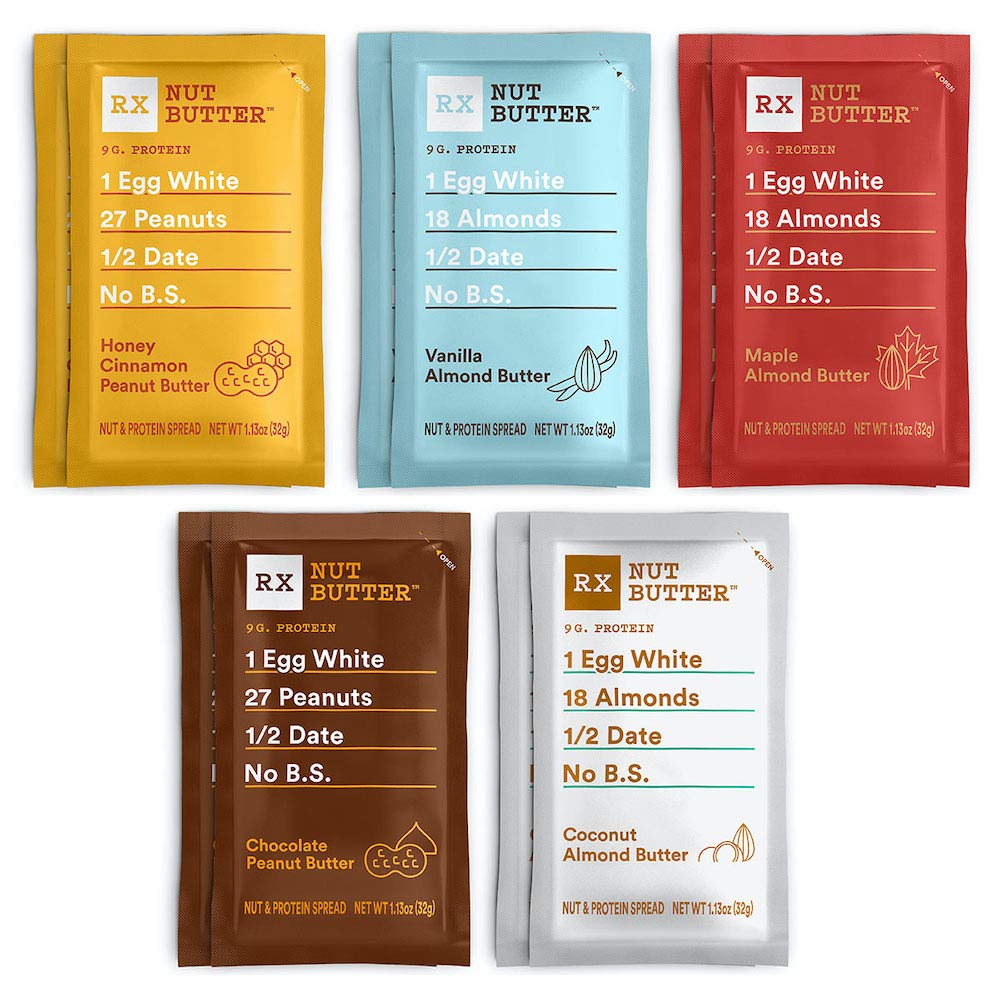 RX Nut Butter Protein Snack Pack - High Protein Peanut Butter & Almond Butter Variety Pack (60 Single Serve Packets) - Perfect for Lunch Boxes, Gym Snacks & On-the-Go Energy Boost