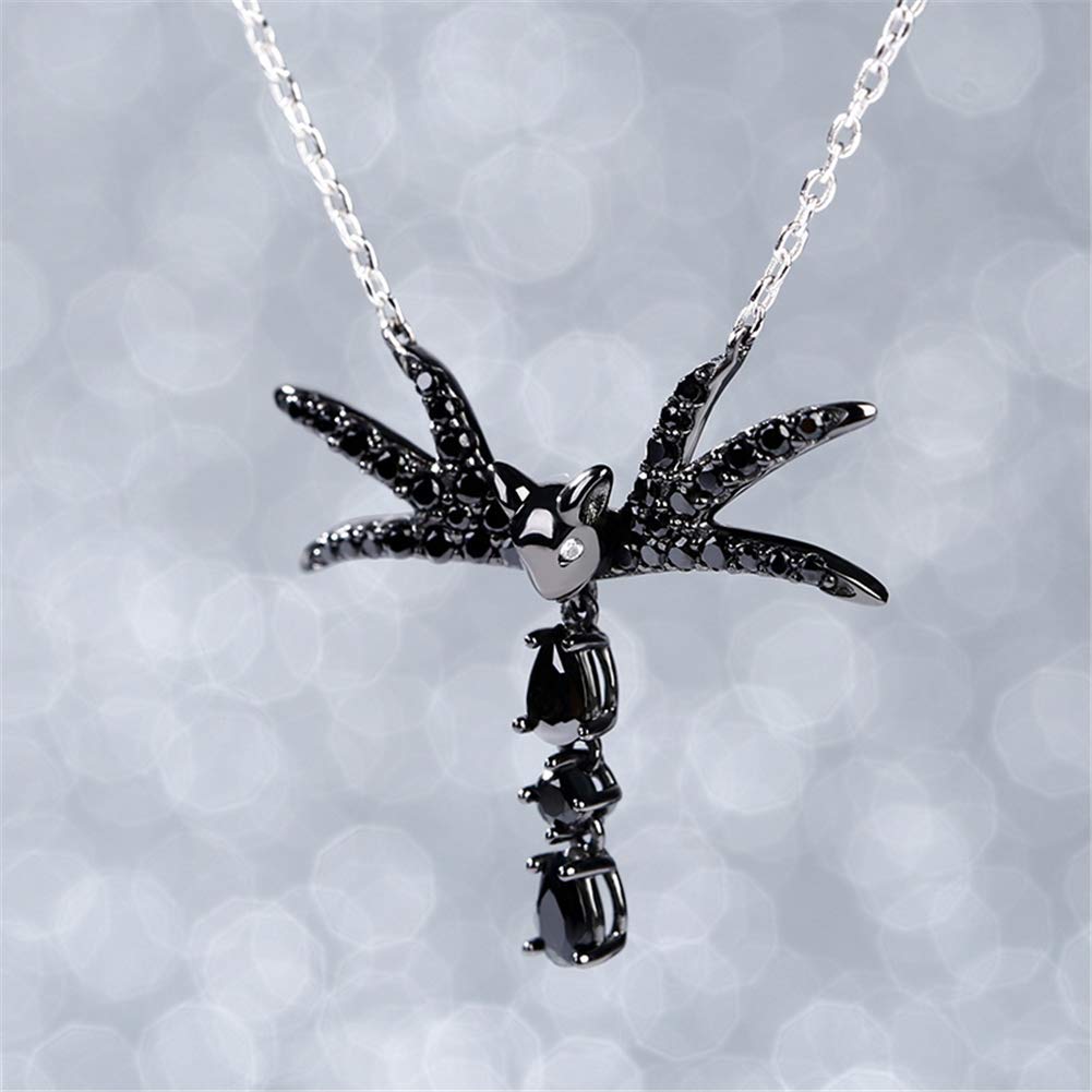 Jeulia Jack Skellington Bow Tie Nightmare Necklace - 925 Sterling Silver Skull Pendant Gothic Jewelry for Women | Halloween, Valentine's Day, Birthday Gift for Bride, Teen Girls | Perfect for Cosplay, Costume Parties & Alternative Fashion