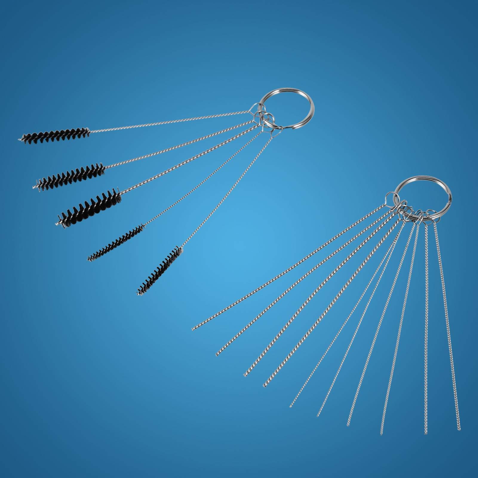 Carburetor Cleaning Kit - 5 Brushes & 10 Needles for Motorcycle, ATV, Moped - Remove Carbon Dirt & Jet Deposits - Perfect for Carb Maintenance & Engine Tune-Ups