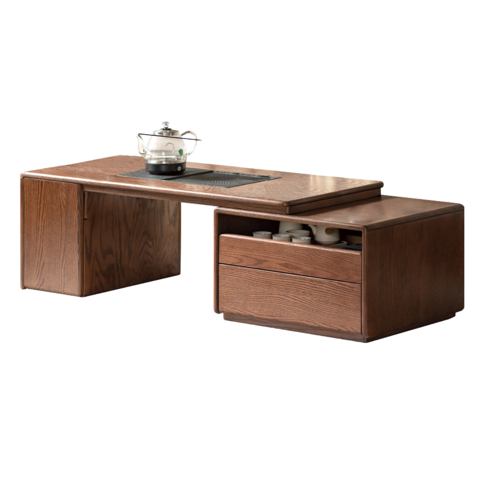 47.2-68.1x22x17.7 inch / 120-173.5x56x45 cm / Walnut color / Oak telescopic coffee table