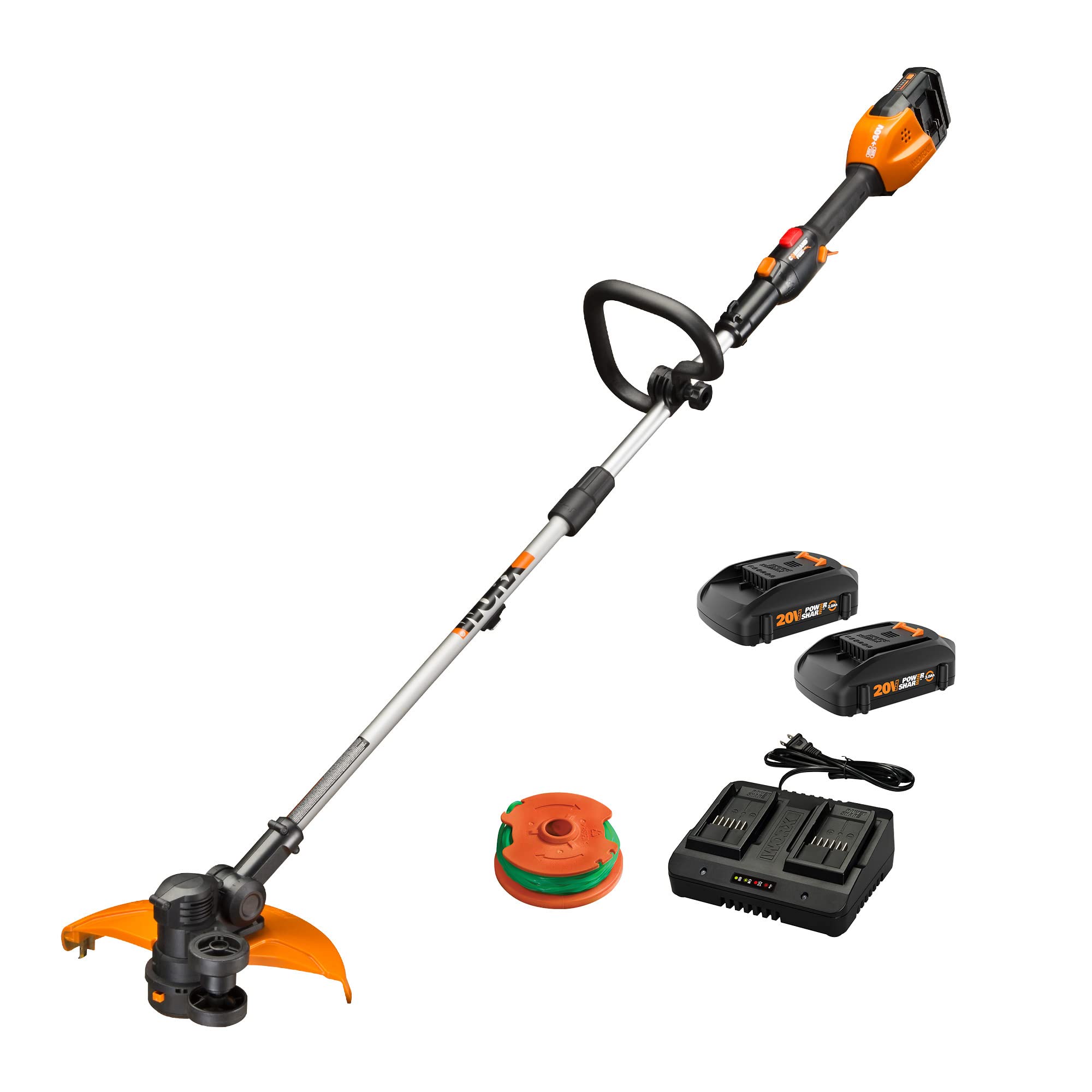 Worx 40V Cordless String Trimmer & Edger - WG184 Electric Weed Wacker with 2 Batteries & Charger, 13