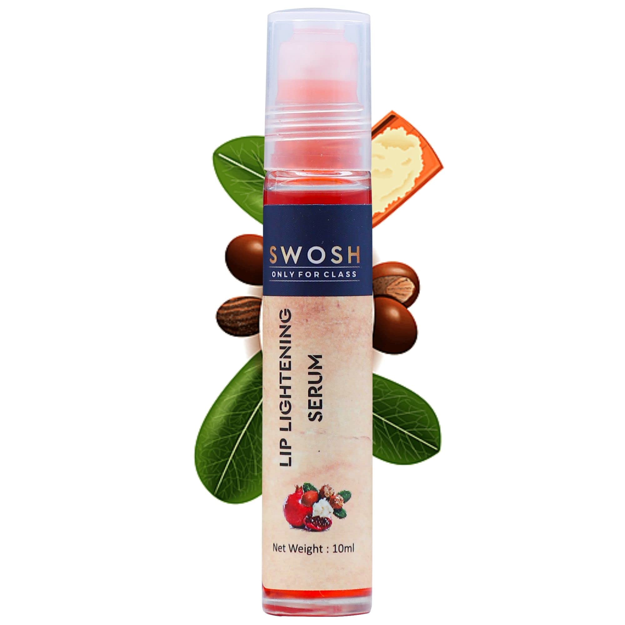 SWOSH Lip Lightening Serum Roll On 10ml - Dark Lip Treatment with Lemon Oil for Pink, Soft & Plump Lips | Hydrating Lip Care for Men & Women | Perfect for Daily Use, Night Care & Makeup Prep