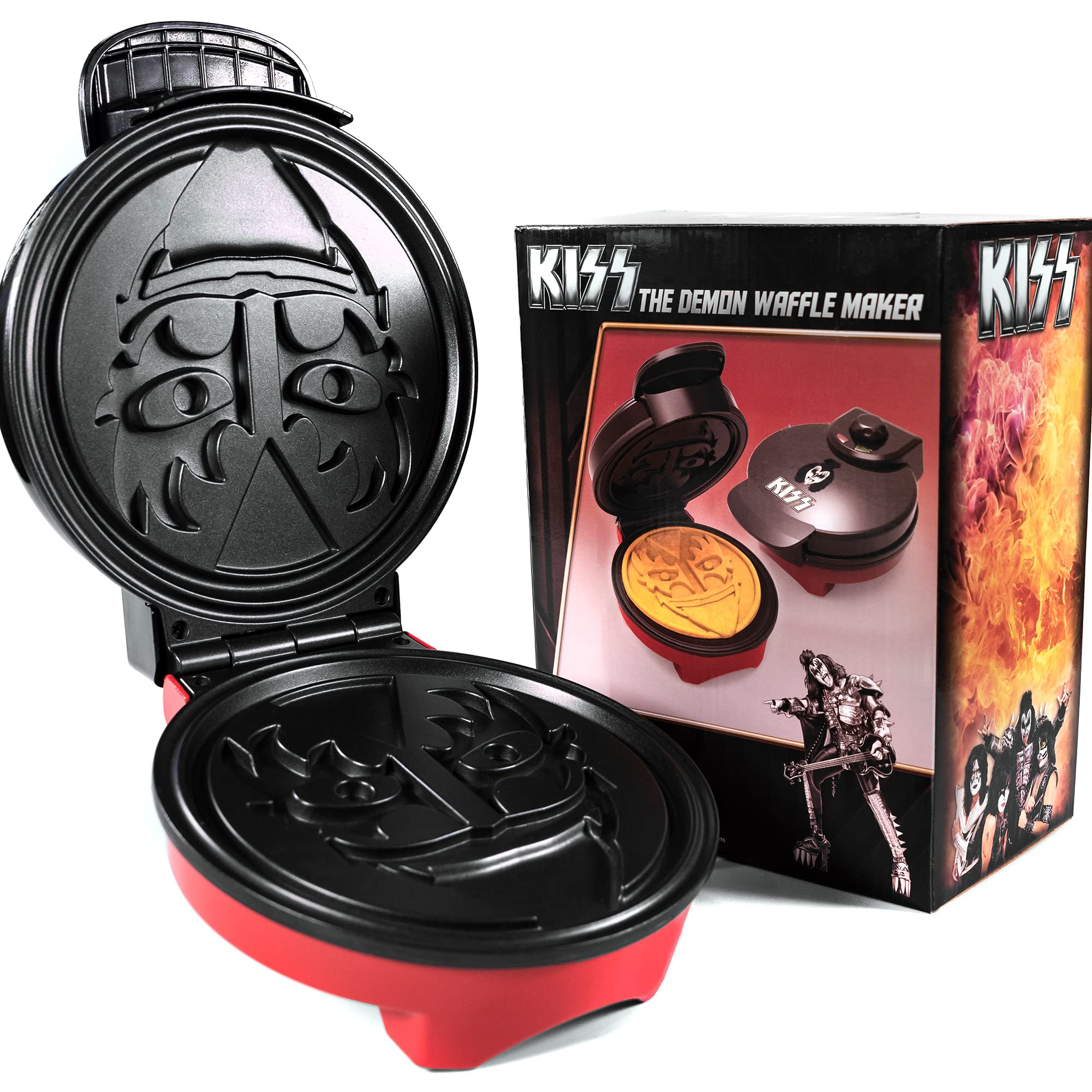 Uncanny Brands KISS Demon Waffle Maker - Official KISS Army Themed Breakfast Appliance for Fans | Perfect for Halloween Parties, Rock-Themed Events & Gift Giving