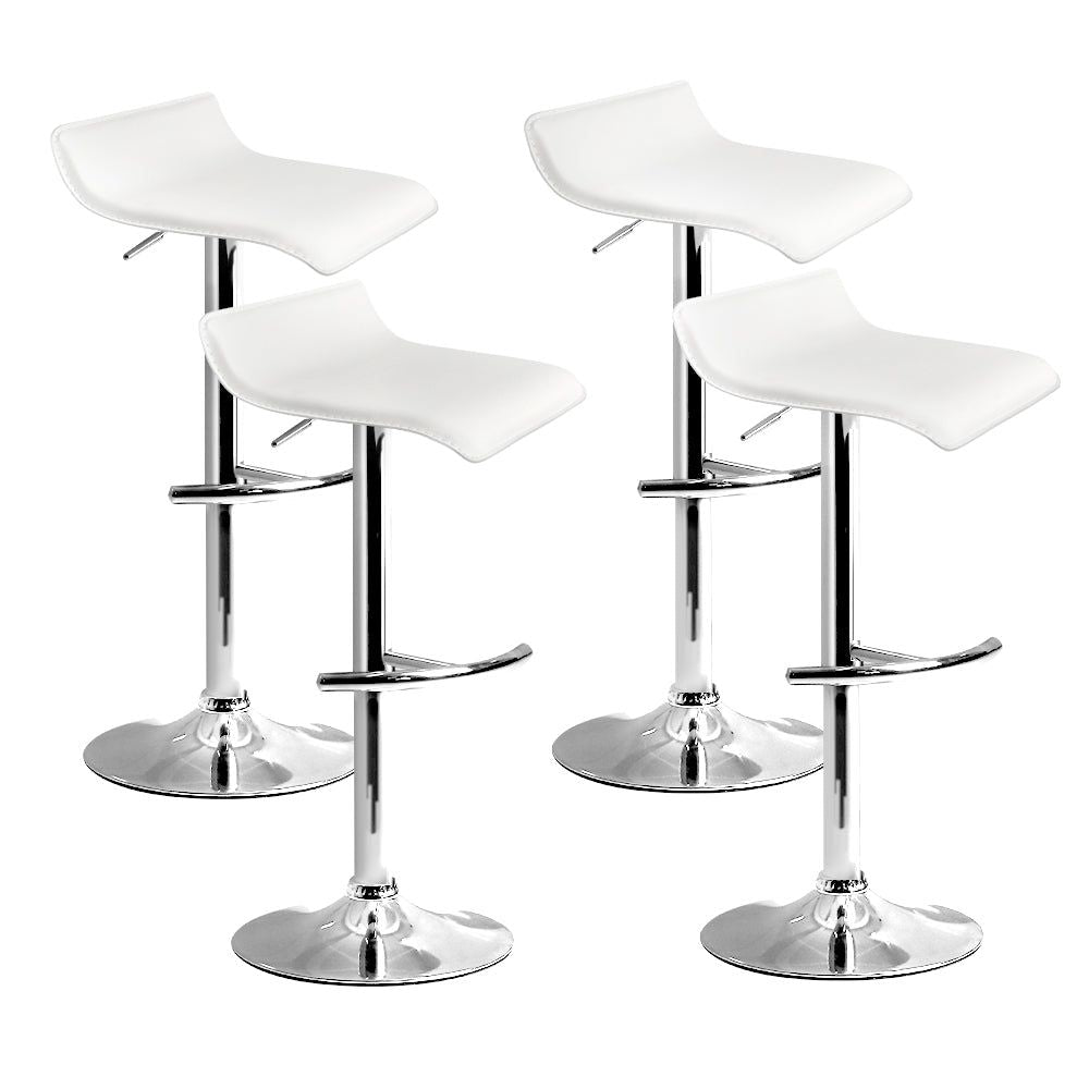 Adjustable Gas Lift Bar Stools Set of 4 - White Kitchen Counter Height Swivel Chairs for Dining Room, Breakfast Nook & Home Bar