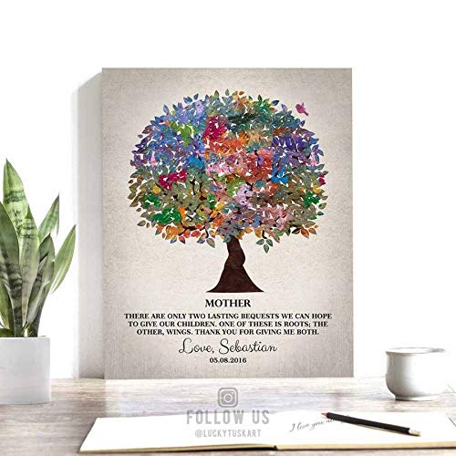 8x10 Metal Art Print - Thank You Gift for Mom, Lasting Bequests with Roots and Wings Design - Includes Deluxe Velvet Tabletop Stand & Gift Wrapping (LTC-M1219) - Perfect for Home Decor, Office Desk, or Heartfelt Gift Giving