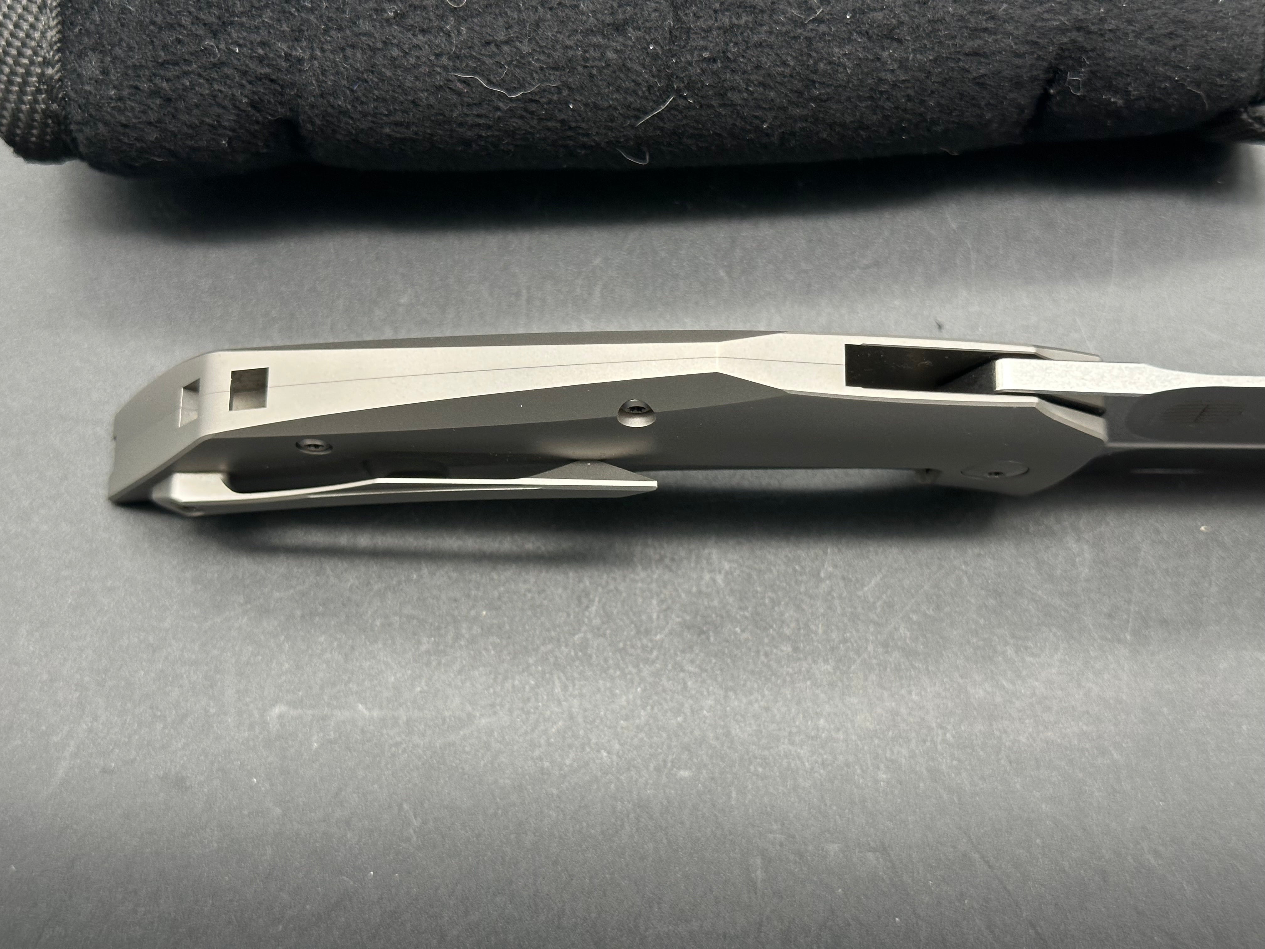 Reate Knives Tashi Bharucha T4000 Folding Pocket Knife - Grey Titanium Frame, Olive Green Micarta Handle, M390 Steel Blade - EDC, Outdoor Camping, Survival Gear