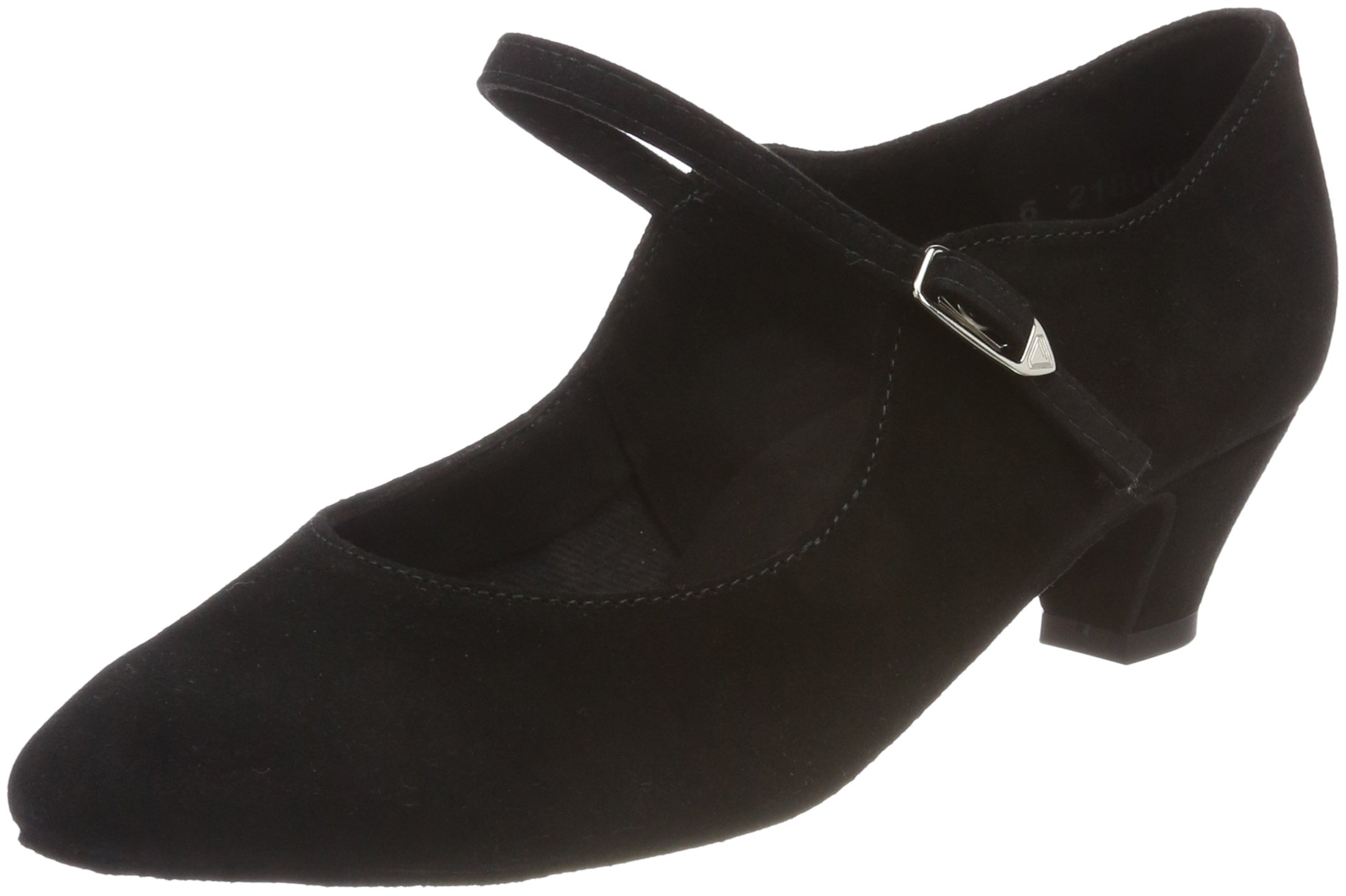 Diamant Ladies Dance Shoes 050-047-001 - Black Suede Latin Ballroom Dance Shoes - Regular Fit Comfort - 1.75