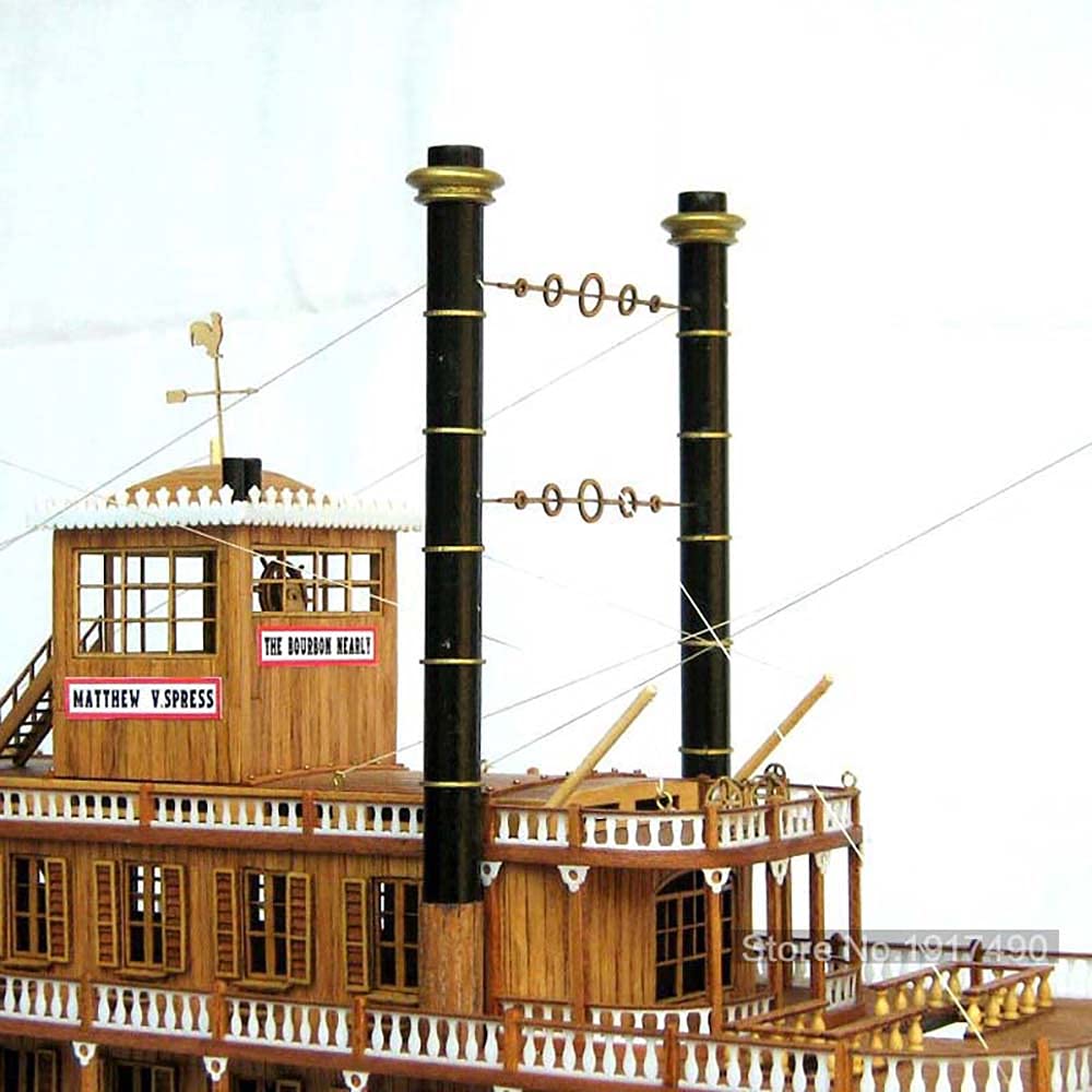 1/100 Scale US Mississippi Steamer Ship Model Kit - Premium Wooden Boat Building Set for Adults & Collectors - Perfect for Home Decoration, DIY Projects and Gift Giving