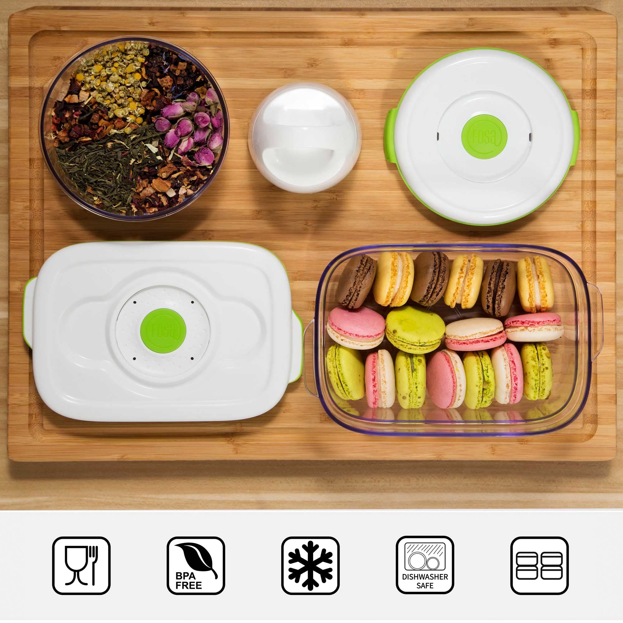 FOSA Vacuum Seal Food Storage System - Reusable Airtight Containers Starter Kit with Hand Pump & 2 Large Stackable BPA-Free Containers for Meal Prep, Sous Vide, Leftovers & Long-Term Food Preservation | Keep Fruits, Vegetables, Meat Fresh for Weeks | Perfect for Kitchen, Camping, Freezer Storage