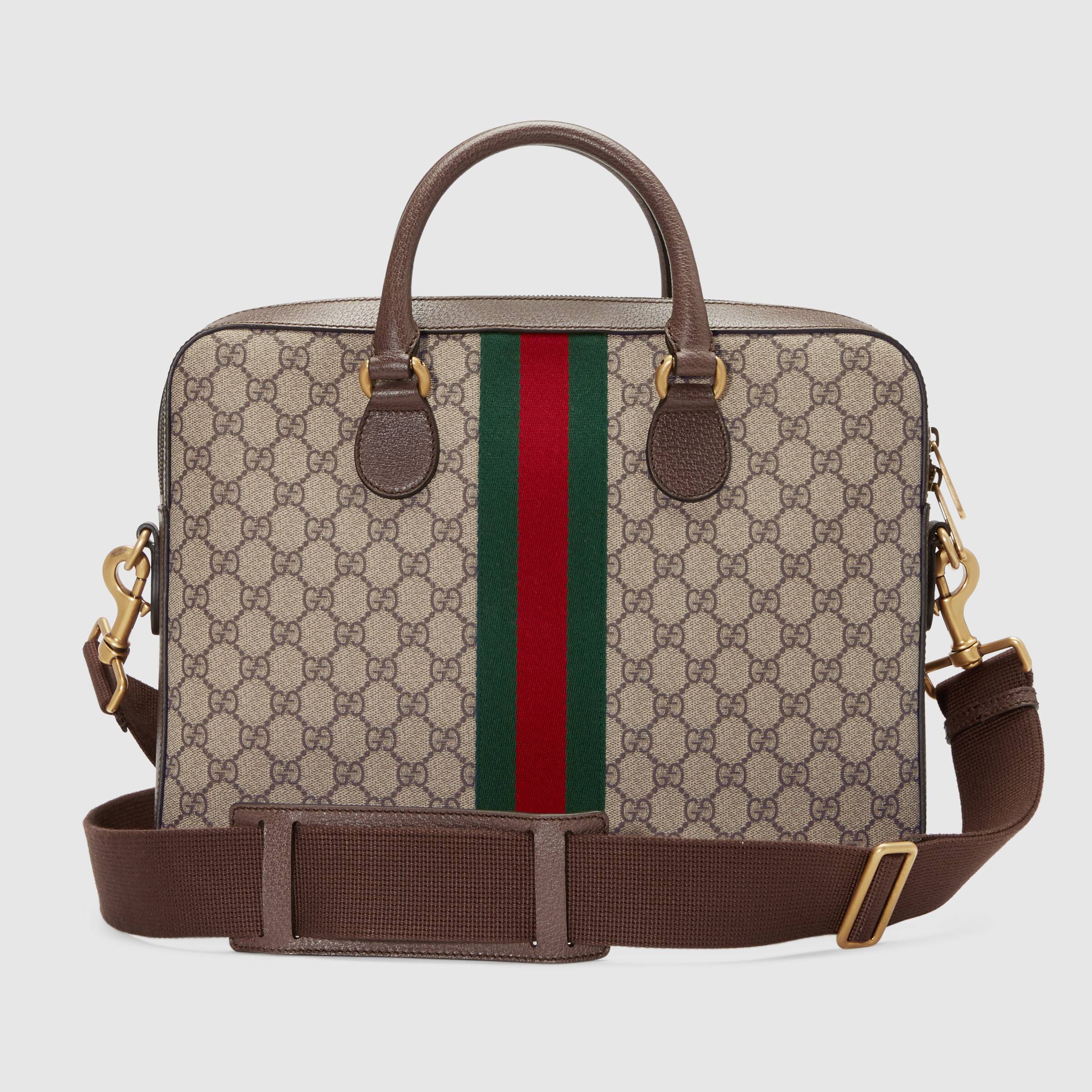 Gucci Ophidia GG Monogram Leather Briefcase for Men & Women - Luxury Work Bag for Office, Business Travel & Professional Meetings