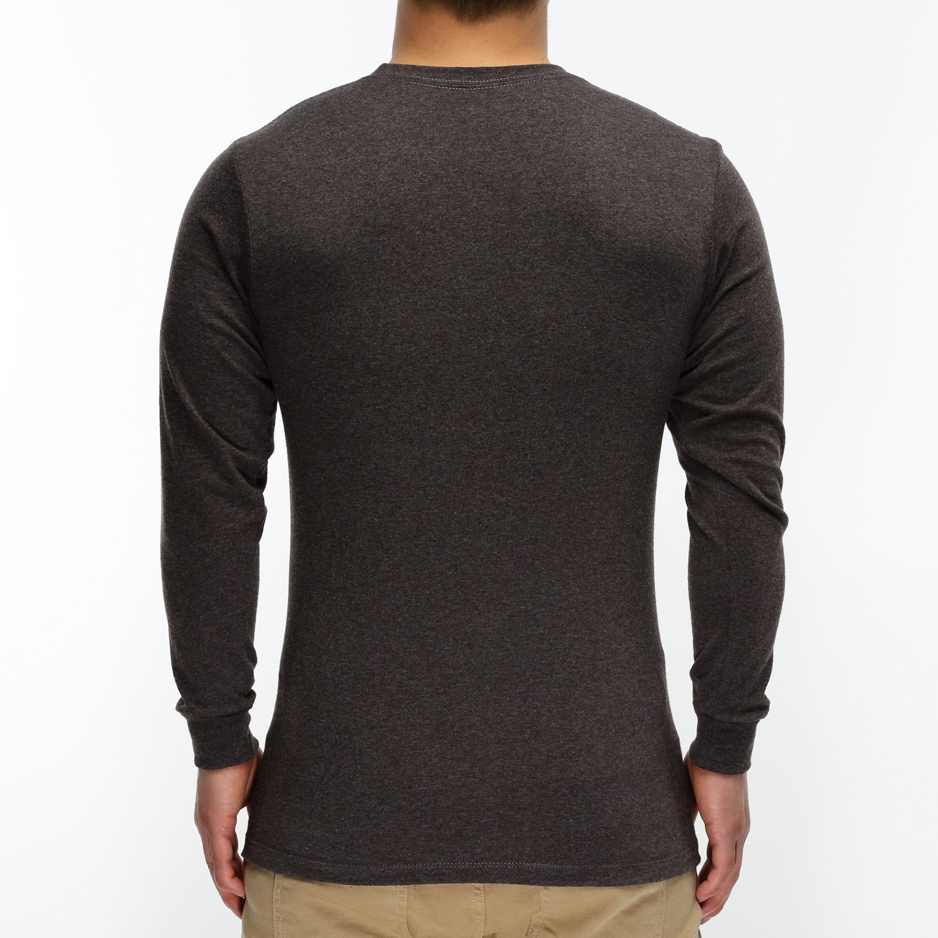 Premium Long Sleeve T-Shirt for Men - Soft Cotton Blend, Comfort Fit, Charcoal Heather - Perfect for Casual Wear, Layering & Outdoor Activities