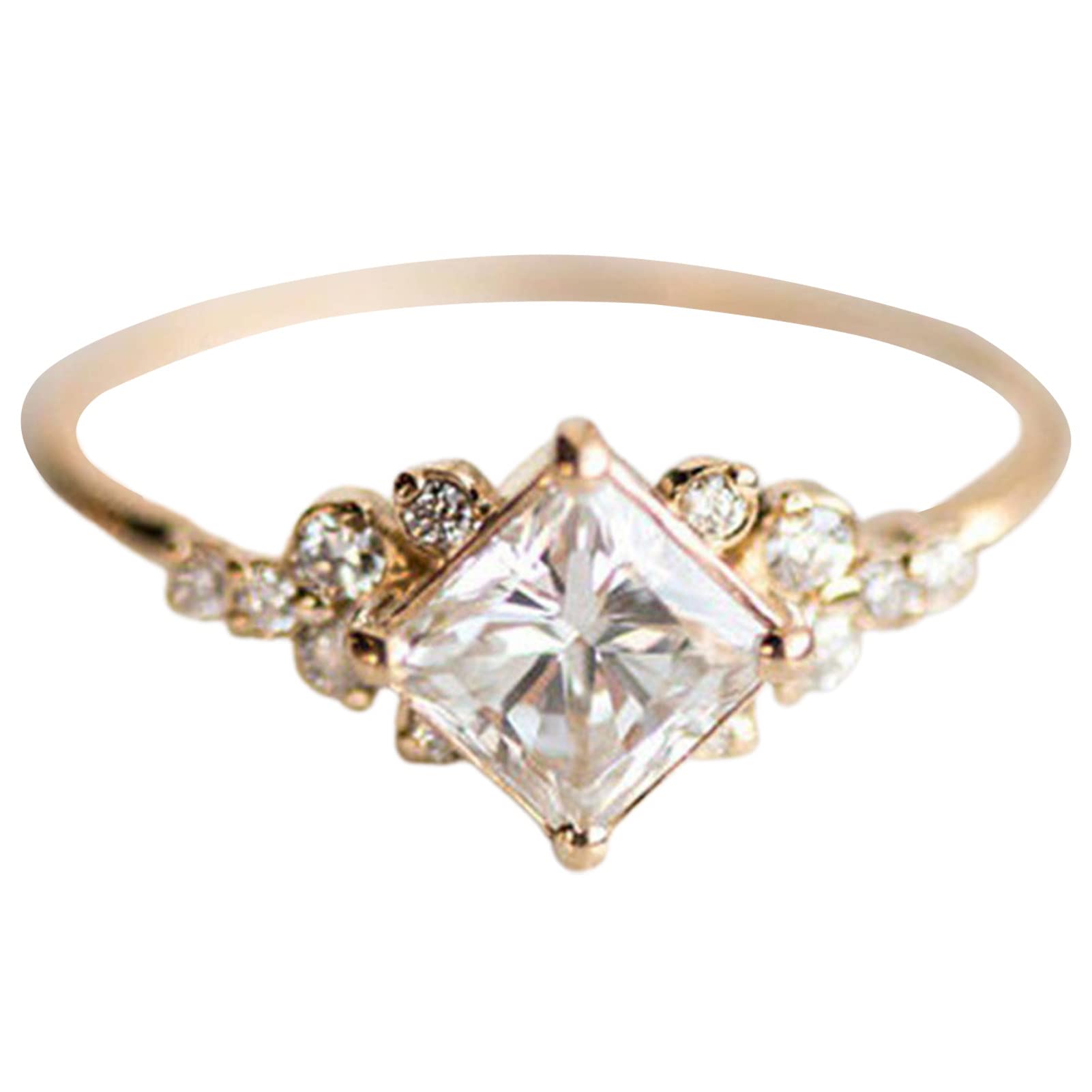 Elegant Thin Smooth Surface Wedding Band Ring for Women - Square Cubic Zirconia Engagement Ring, Dainty Jewelry Gift for Her - Perfect for Anniversaries, Proposals & Special Occasions