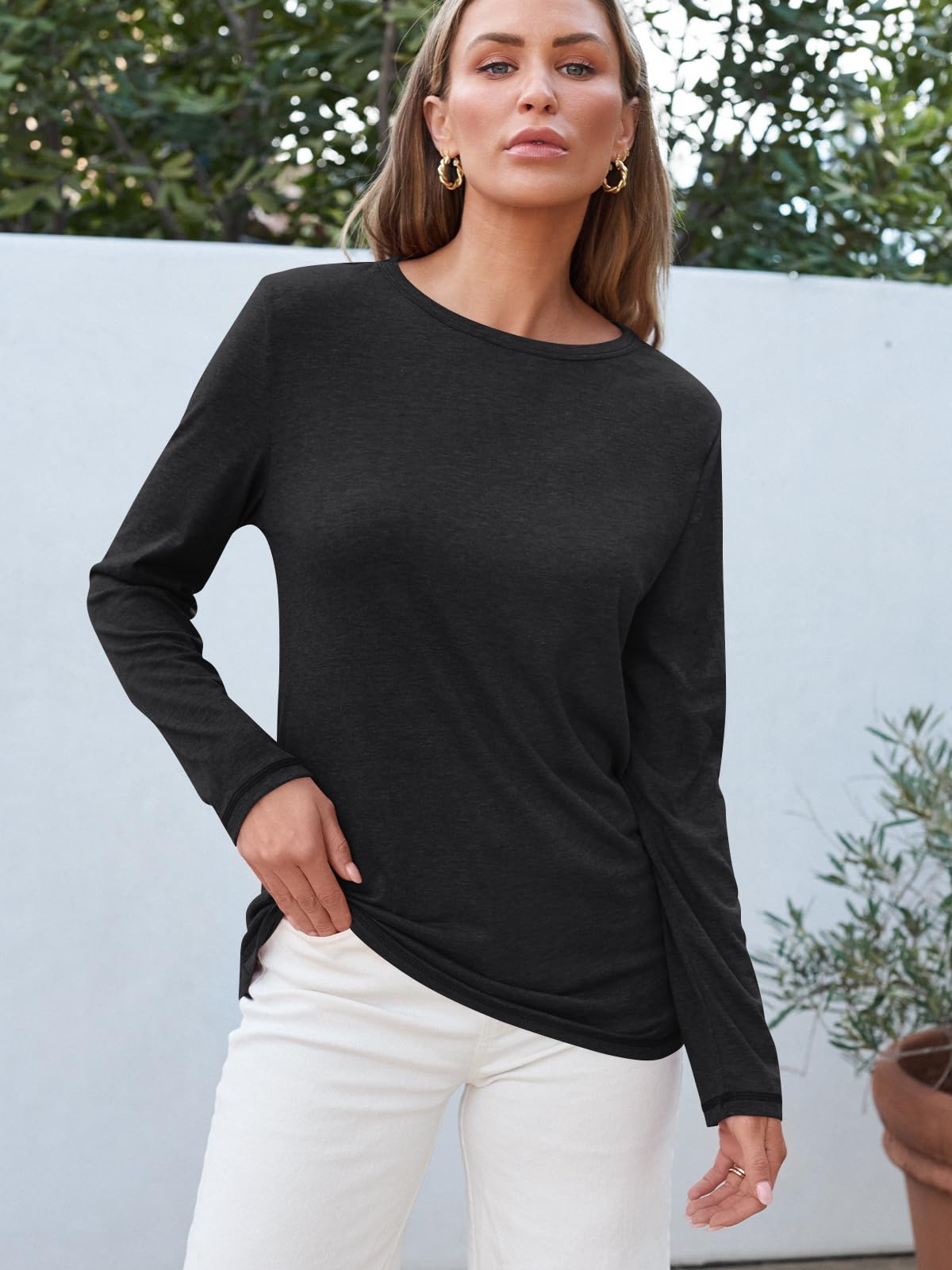 AUTOMET Women's Long Sleeve Spring Tops - Plus Size Workout Tees for Fall 2025 | Casual Wear, Gym & Outdoor Activities