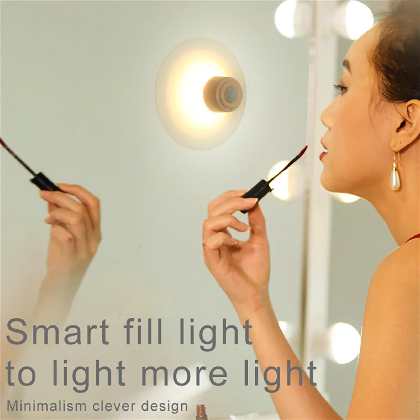1Pcs Rechargeable LED Night Light with Motion Sensor - Wireless Suction Cup Mini Nightlight for Bedroom, Bathroom, Hallway - Black Color, Energy Efficient & Auto Dimming for Safe Night Navigation