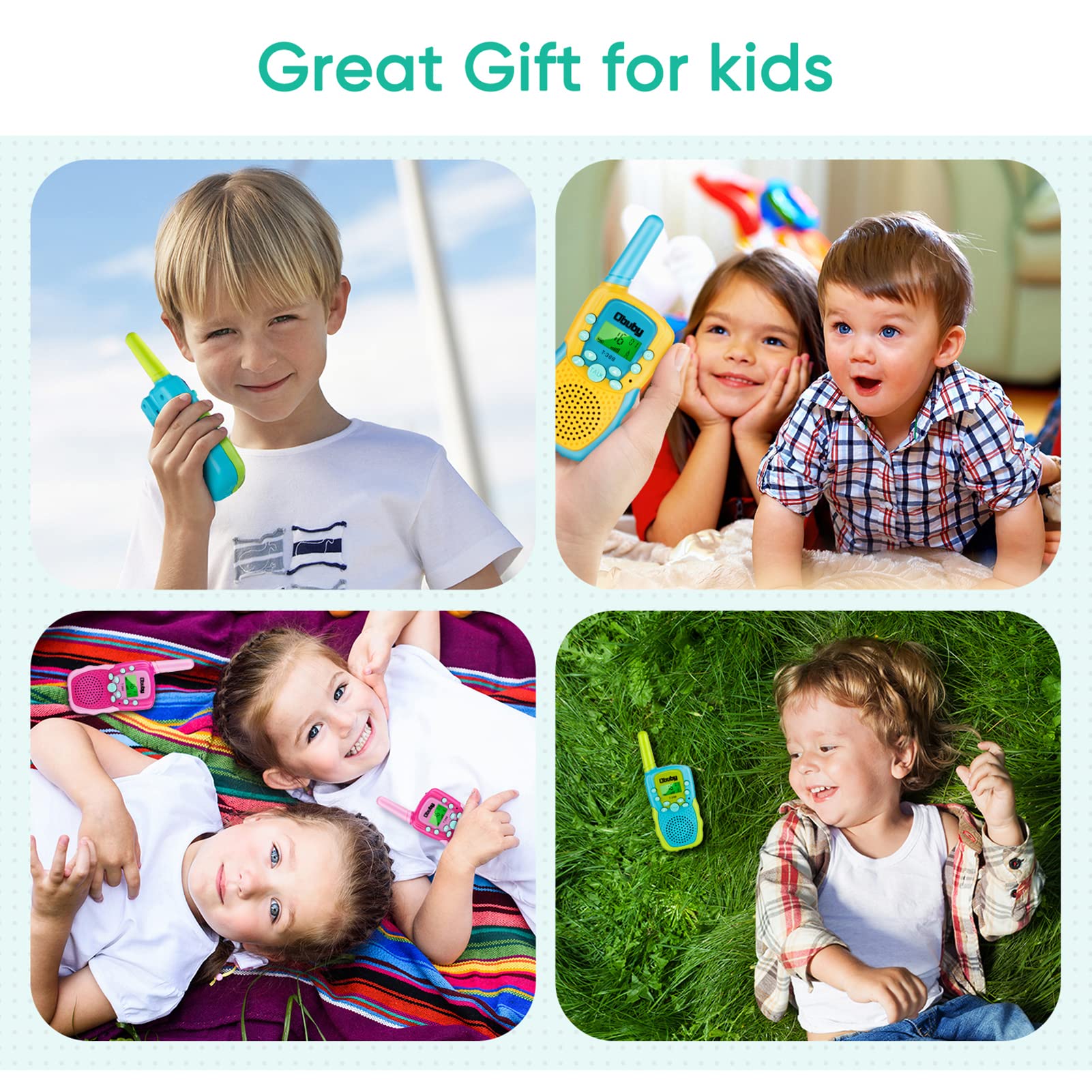 Obuby Kids Walkie Talkies - 22 Channel 2 Way Radios with LCD Backlit & Flashlight, 3KM Range - Perfect Outdoor Toys for Boys & Girls Ages 3-12 - Ideal for Hiking, Camping, Backyard Adventures & Family Outdoor Activities
