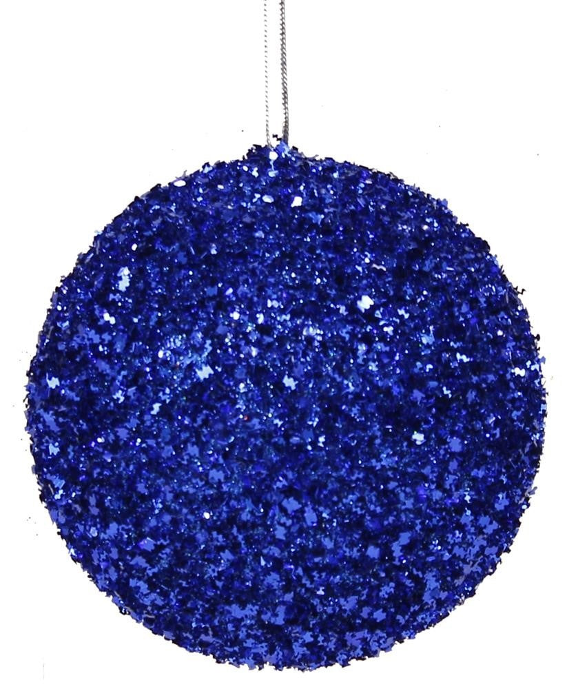 100MM Royal Blue Glitter Ball Ornament - Christmas Tree Decorations, Party Supplies, Wedding Centerpieces, Holiday Home Decor (Pack of 12)