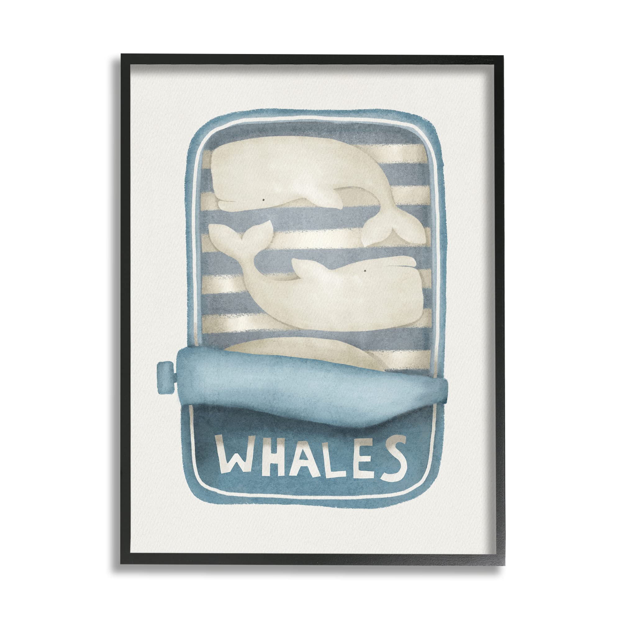 Stupell Industries Whimsical Whale Tuna Can Art Print - Sea Life Wall Decor by Leah Straatsma - Perfect for Beach House, Nursery & Coastal Themed Rooms