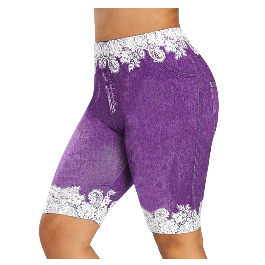 Women's Fold Over Yoga Pants - High Waisted Workout Shorts & Bike Compression Leggings for Yoga, Running & Gym | Breathable Short Sleeve Activewear for Women