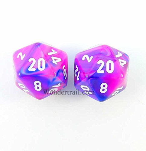 Violet Festive D20 Dice with White Numbers - 16mm Polyhedral Dice Set of 2 for Dungeons & Dragons, Pathfinder RPG - Perfect for Tabletop Gaming, Gift Giving, and Collectors