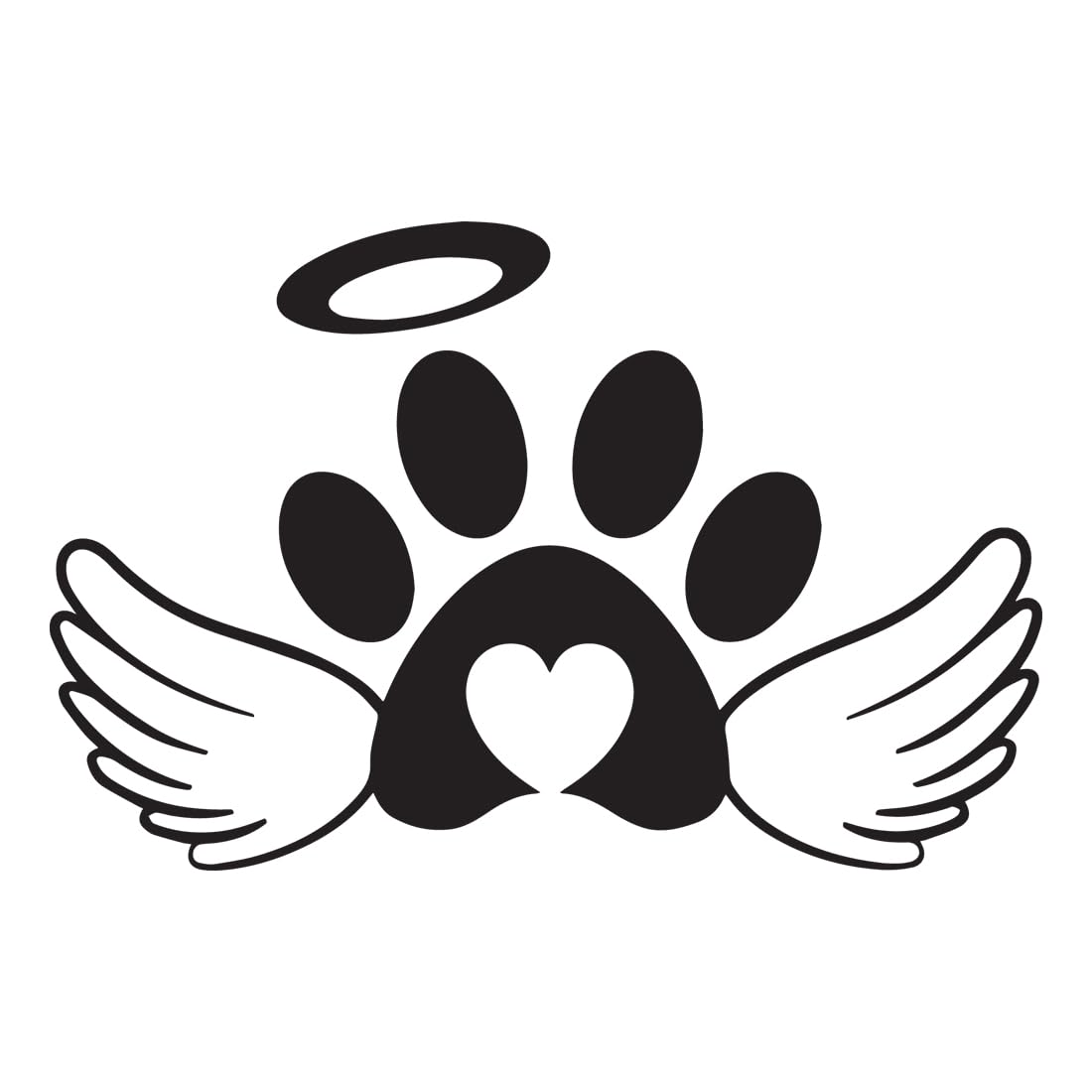 Premium Waterproof Vinyl Decal Stickers (Set of 2) - Dog Paw Angel Design for Laptop, Phone, Helmet, Car Window, Bumper, Mug & Wall Decor | Cute Pet Lover Gift & Home Office Decoration