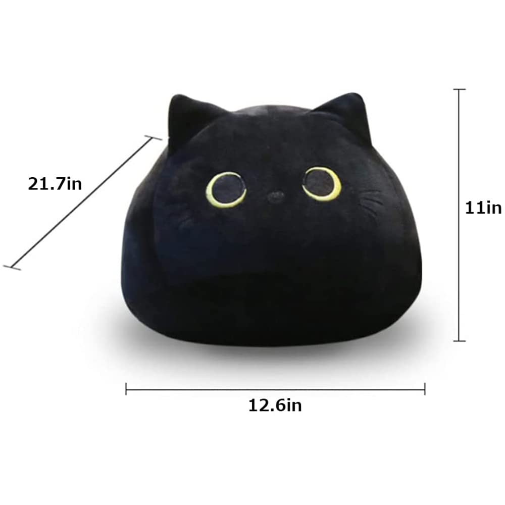 Black Cat Plush Toy - Soft Stuffed Animal Pillow, Cute Cat Doll Gift for Kids, Baby Girls & Girlfriend (21.7 Inch) - Perfect for Cuddling, Nursery Decor & Birthday Presents
