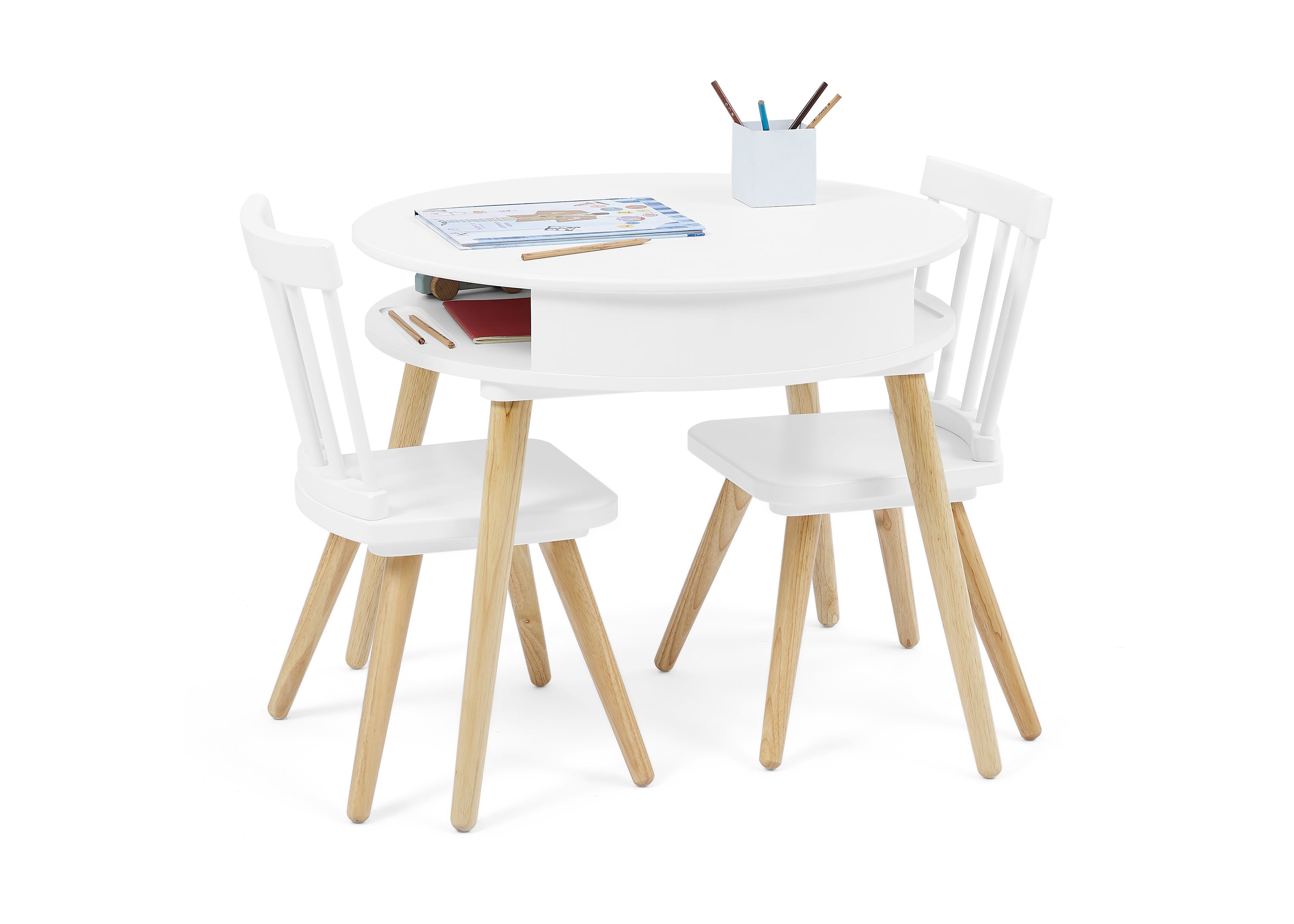 Hudson Storage Table & 2-Piece Chair Set - Space-Saving Dining Furniture for Small Apartments & Breakfast Nooks