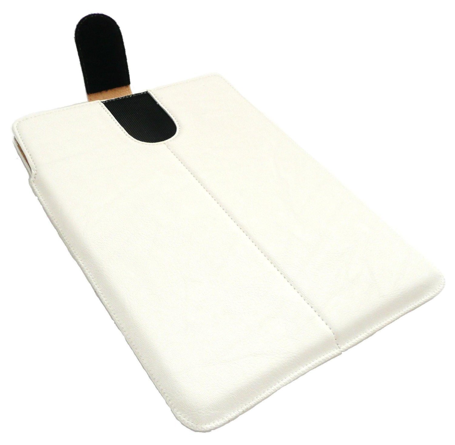 Emartbuy® Stylus Pen with PU Leather Case - Compatible with Gemini Q97 9.7 Inch Tablet | Premium White Stylus & Protective Sleeve with Pull Tab | Perfect for Drawing, Note-Taking & Digital Art