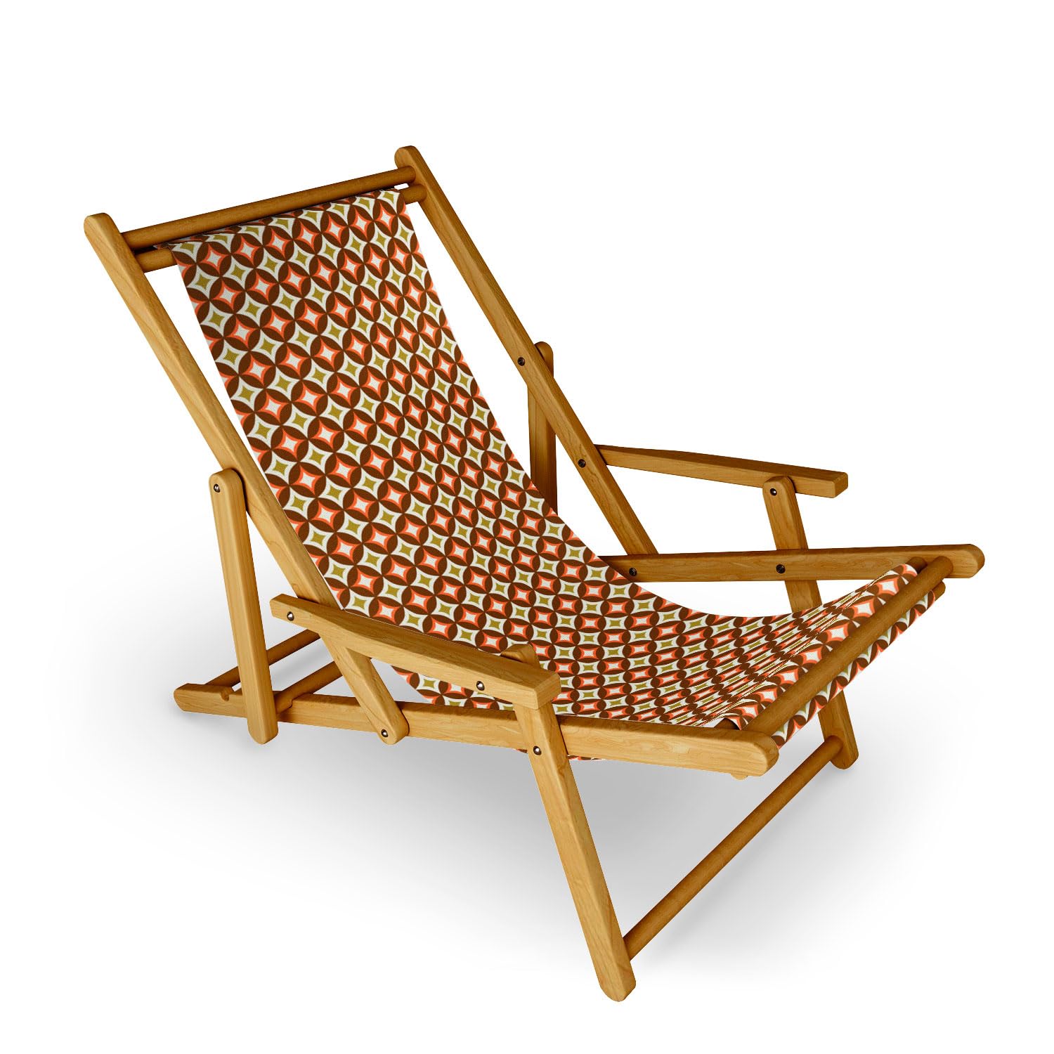 Deny Designs Outdoor Sling Chair - Cream Color One Size Folding Patio Lounge Chair for Backyard, Poolside & Beach Relaxation