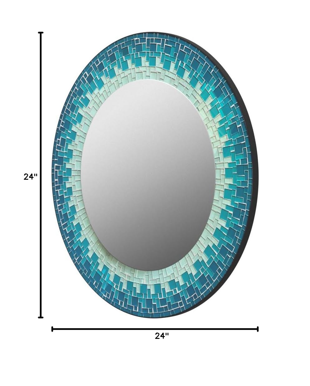 Handcrafted Sea-Blue Turquoise White Mosaic Wall Mirror - 24