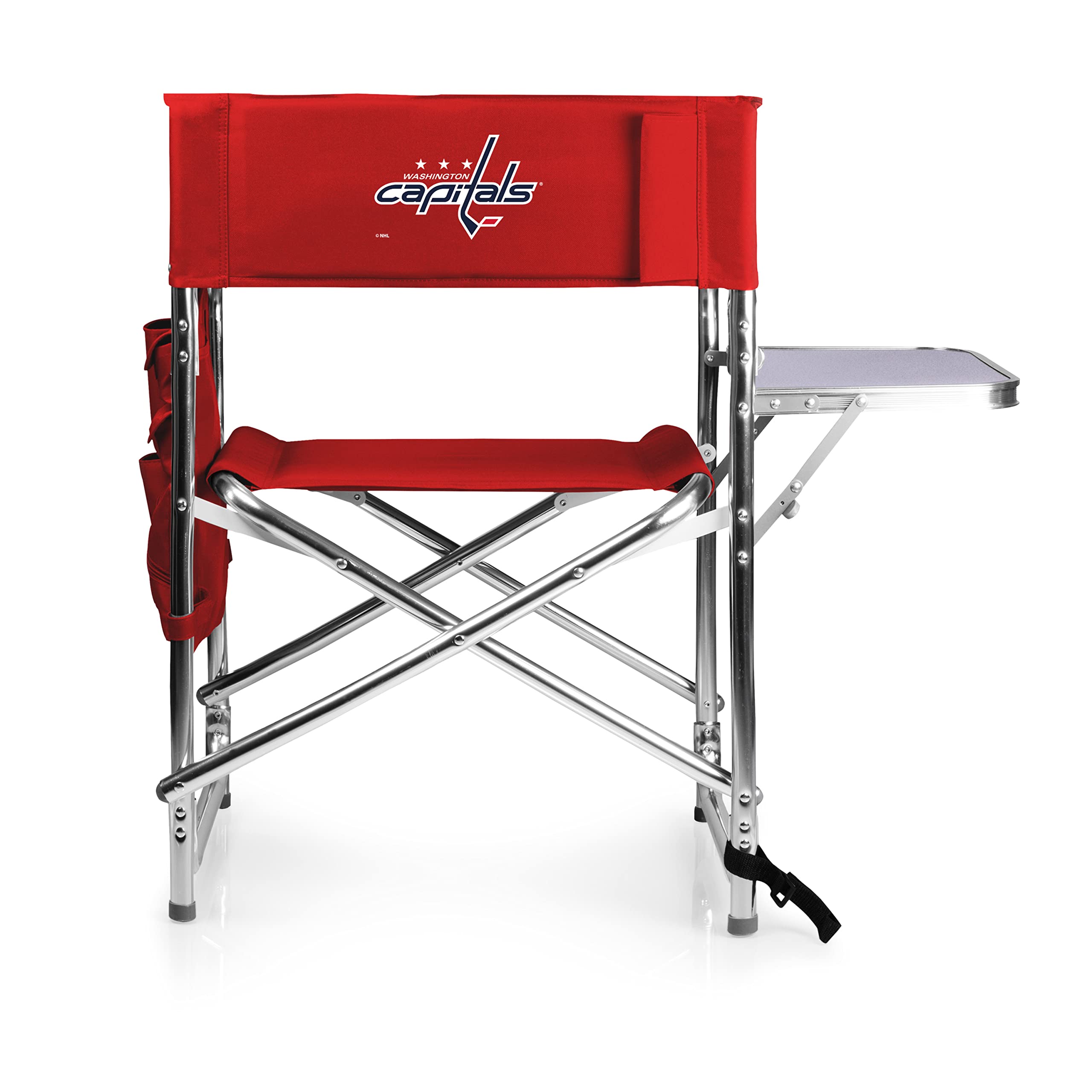 PICNIC TIME NHL Washington Capitals Folding Sports Chair with Side Table - Portable Beach & Camping Chair for Adults - Perfect for Tailgating, Outdoor Concerts & Backyard BBQs