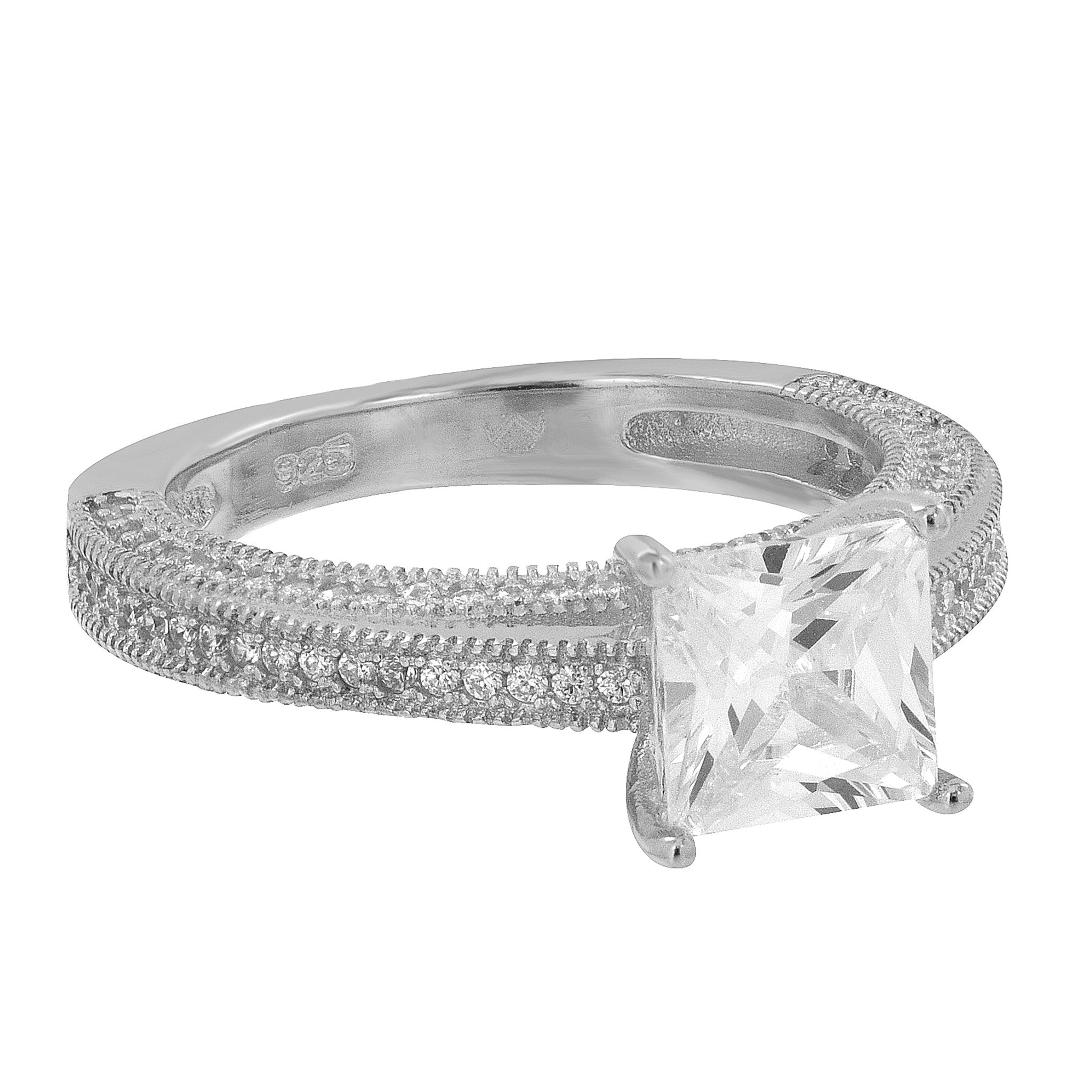 Princess Cut Simulated Diamond Solitaire Engagement Ring for Women - 925 Sterling Silver Wedding Band - Perfect for Proposals, Anniversaries & Bridal Jewelry