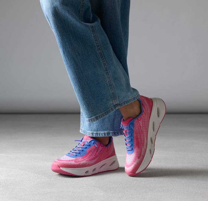 TENHAAG Women's Pink & Blue Slip-On Sneakers - Comfortable Casual Walking Shoes for Gym, Workout, and Everyday Wear