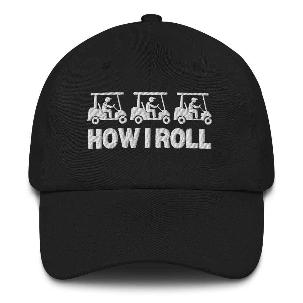 Funny Golf Hat with Golf Carts Design - Adjustable Dad Cap for Men | Perfect Golf Accessories & Gag Gift for Golfers