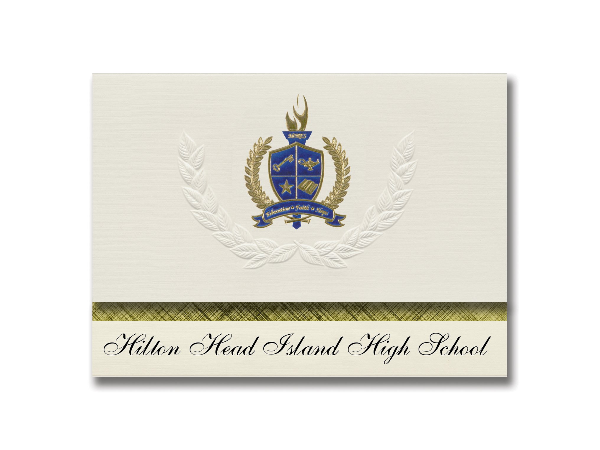 Hilton Head Island High School Graduation Announcements - Presidential Elite Pack of 25 with Gold & Blue Metallic Foil Seal | Premium SC Graduation Invitations for Ceremony & Party | Perfect for Senior Announcements and Commencement Celebrations