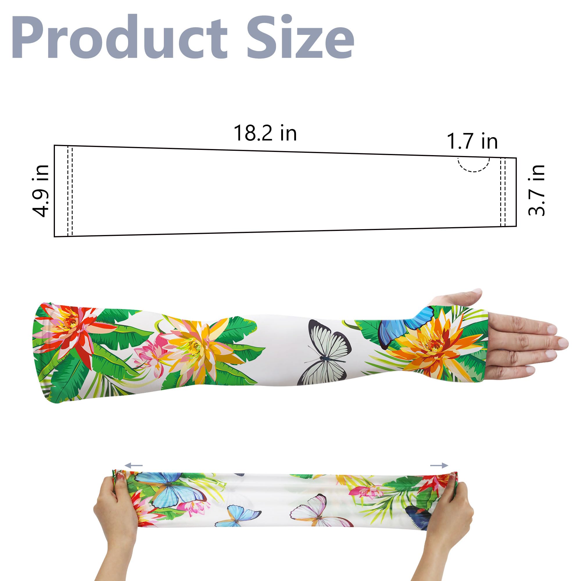 DECOHS Butterfly Gardening Sleeves with Thumb Hole - UV Protection Arm Sleeves for Flower Farmers, Gardeners & Outdoor Work - Breathable Sun Protection for Gardening, Farming & Outdoor Activities