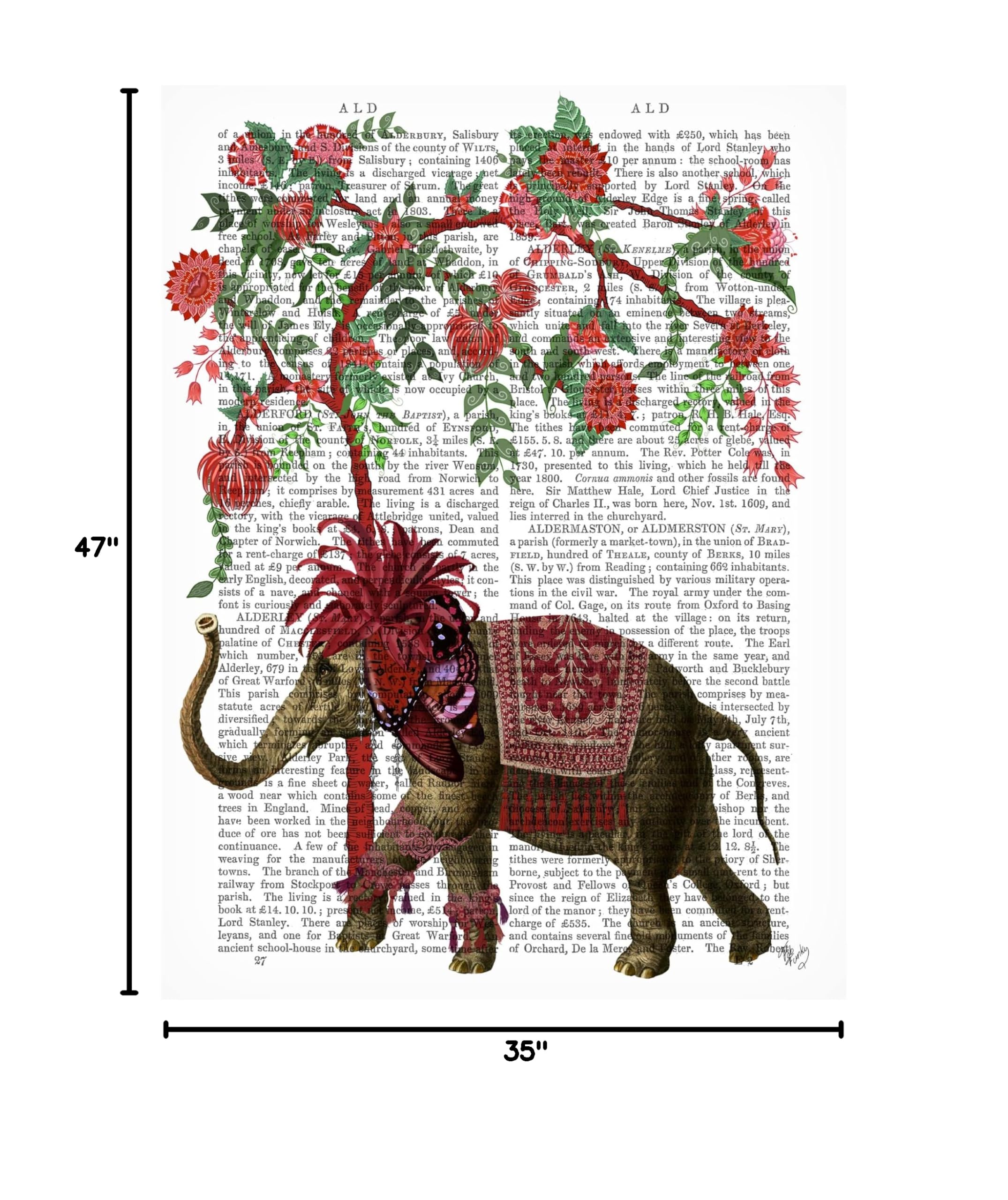Trademark Fine Art 'Niraj Elephant Red Tree' Canvas Wall Art Print by Fab Funky - Modern Home Decor for Living Room, Bedroom & Office