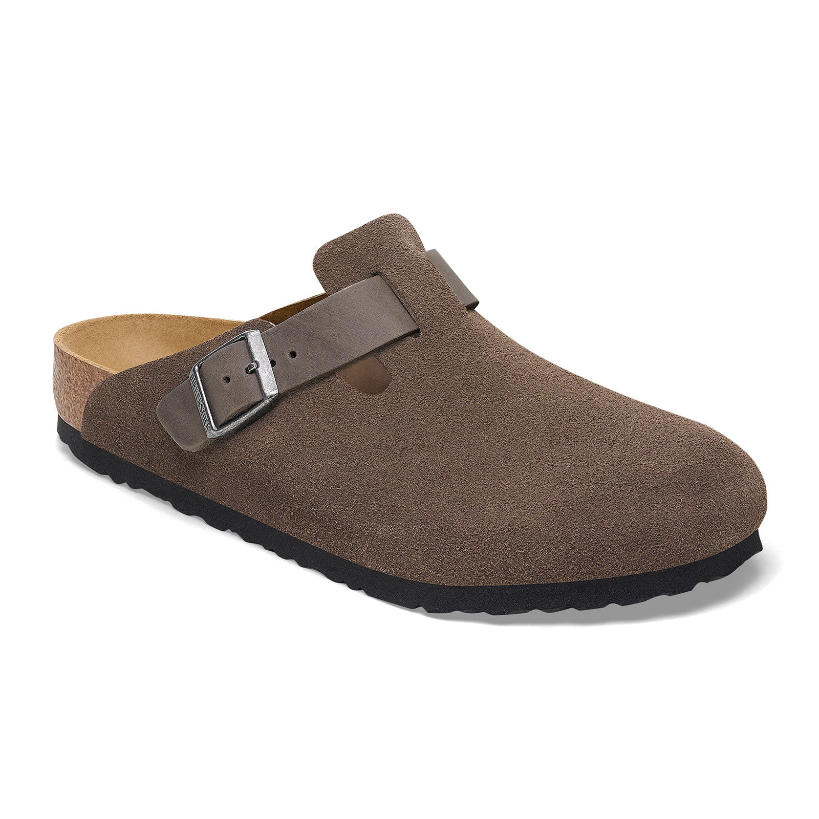 Birkenstock Boston Clog for Men - Comfortable Suede Leather Sandals in Concrete Gray/Iron | Slip-Resistant Sole | Perfect for Casual Wear, Home & Office