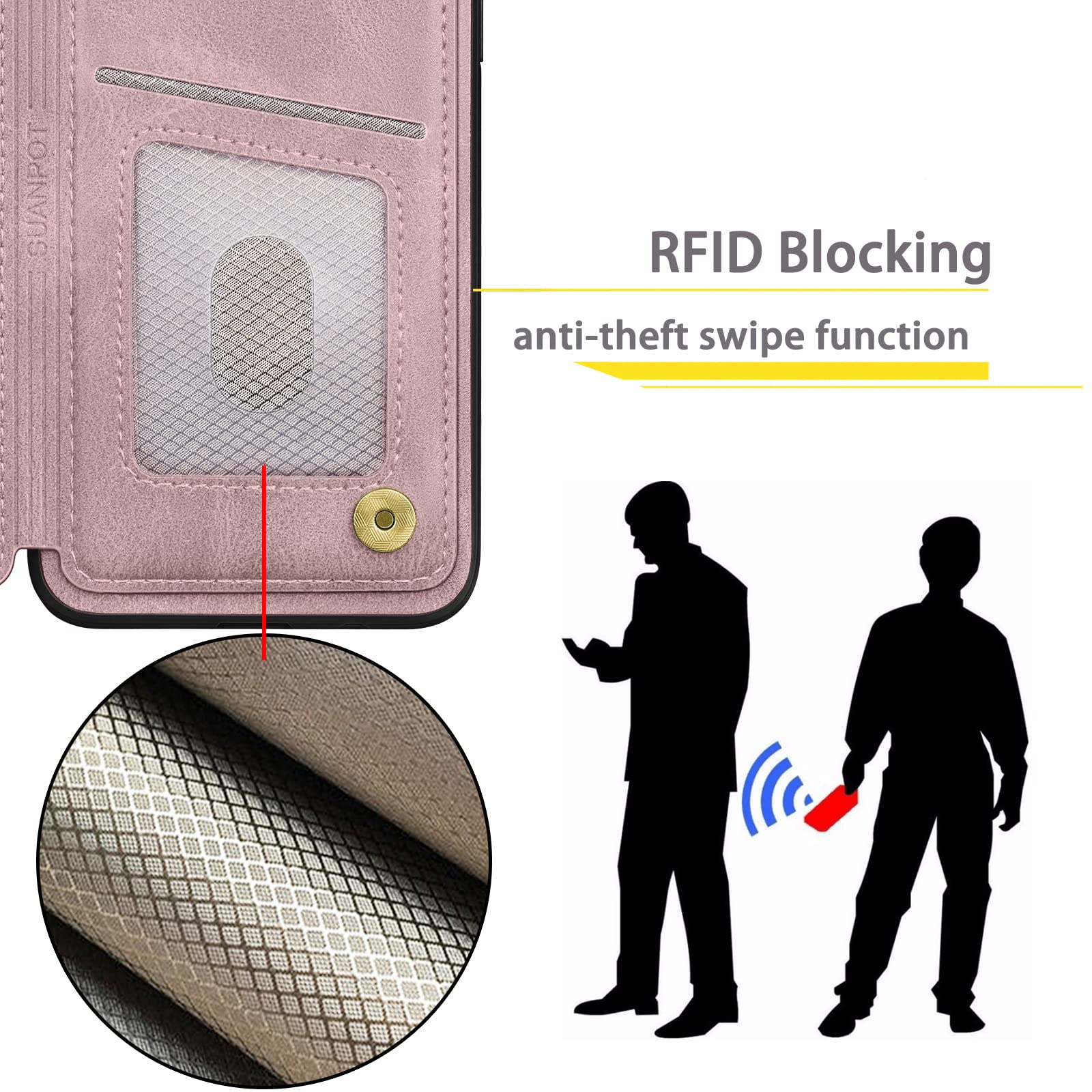 RFID Blocking Samsung A32 5G Wallet Case - Rose Gold PU Leather Cover with Card Holder for Women & Men | Daily Use & Travel Protection