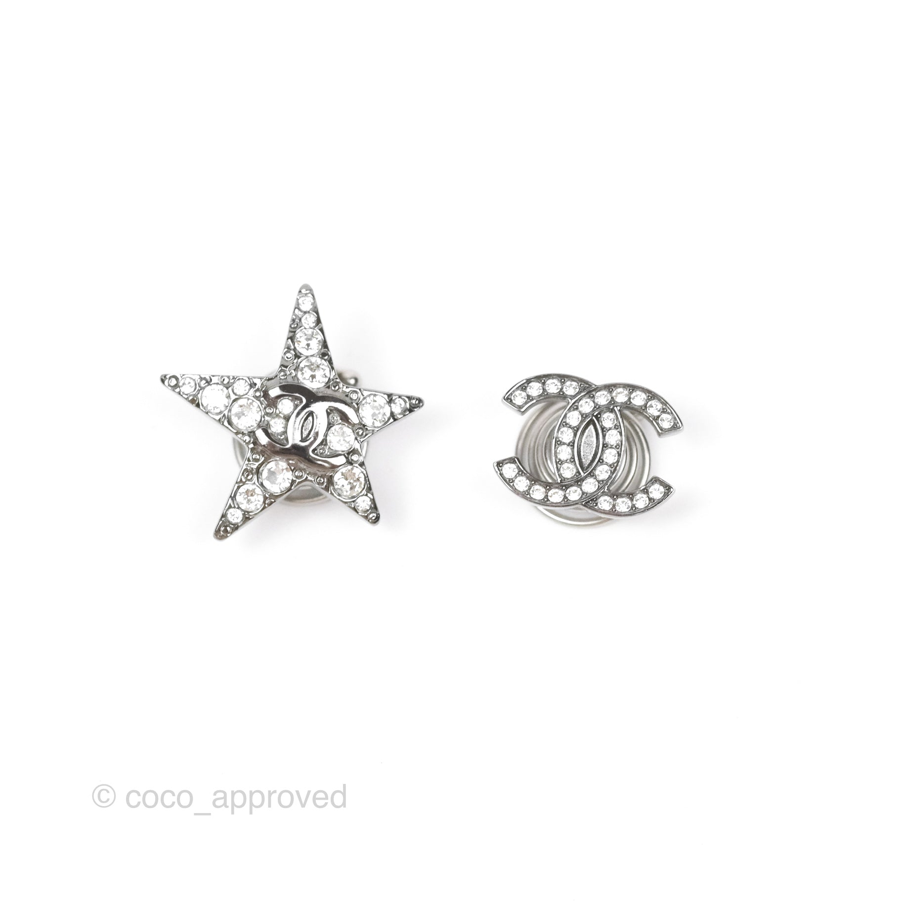 Chanel CC Crystal Star Hair Clip Gun Metal 22C - Elegant Hair Accessory for Parties, Weddings & Special Occasions