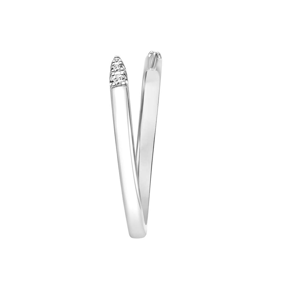 Keepsake Women's 925 Sterling Silver or 18k Gold Vermeil Bypass Ring with 0.056ct Diamond (I-J, I3) - Elegant Stackable Ring for Everyday Wear, Anniversary Gift & Special Occasions