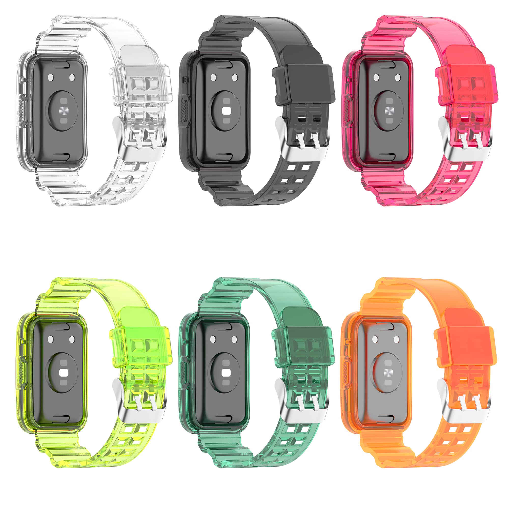 Huawei Watch Fit 2 Bands 6-Pack with Case - Cute Jelly Strap for Workout & Daily Use