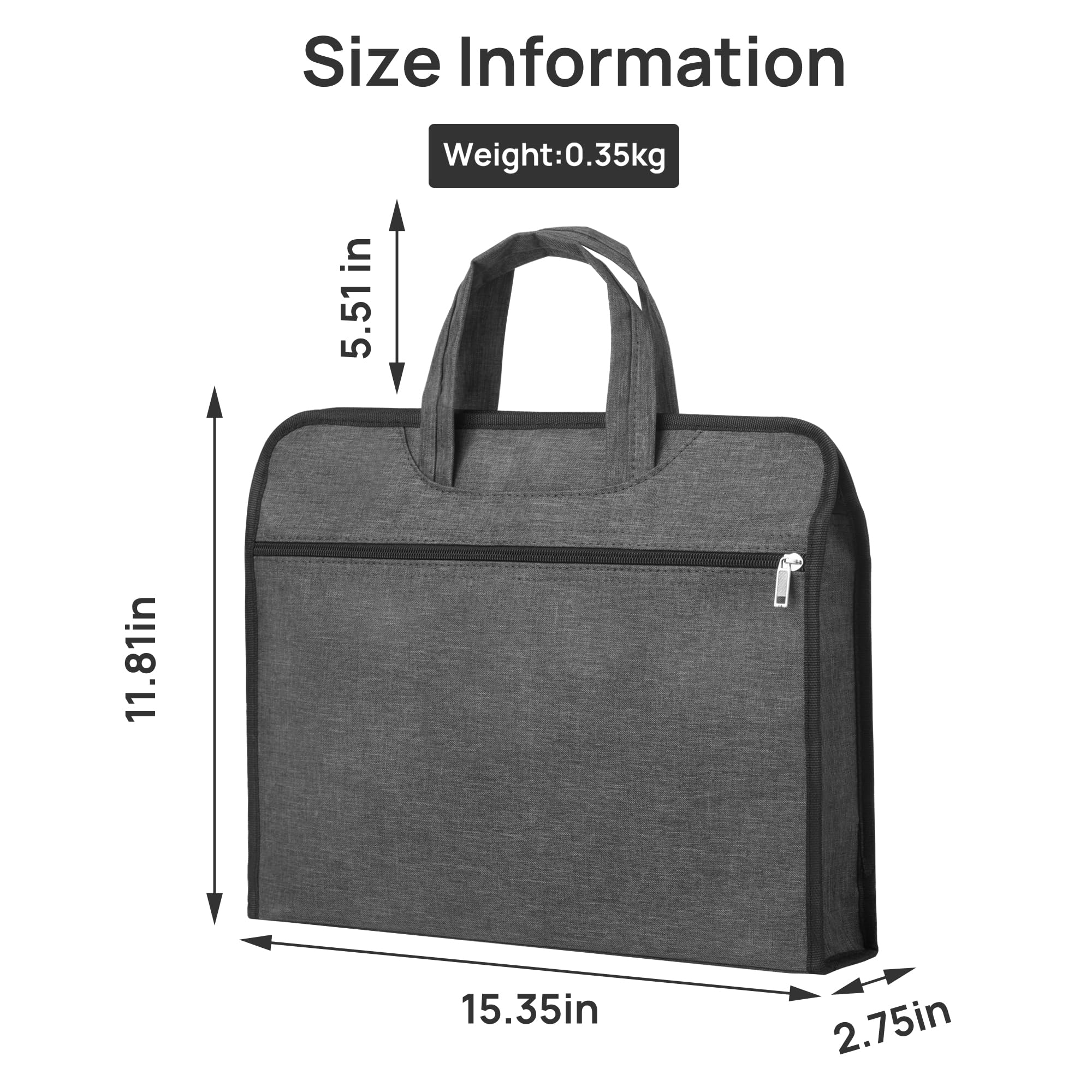 Waterproof Oxford Laptop Document Bag - Professional Zippered Briefcase for Business, Office & School - Perfect for Meetings, Commuting & Travel (Grey)