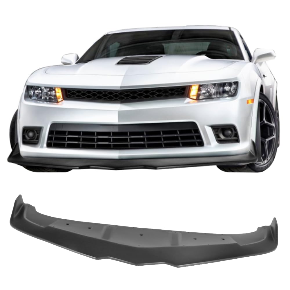 IKON MOTORSPORTS Front Bumper Lip for 2014-2015 Chevy Camaro SS | Unpainted PP Spoiler Splitter | Ikon Style Air Dam Body Kit - Enhance Your Car's Aerodynamics & Sporty Look for Street Racing & Show Cars